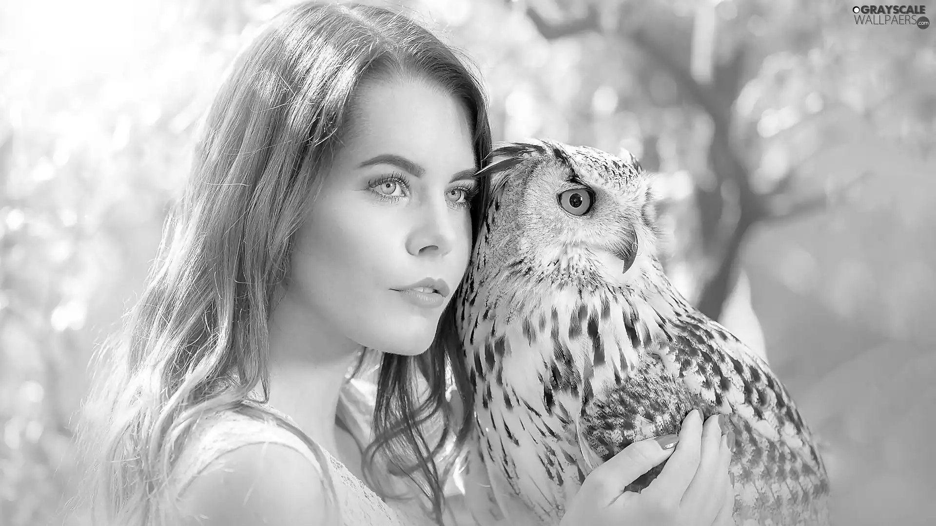 eagle-owl, Women, owl