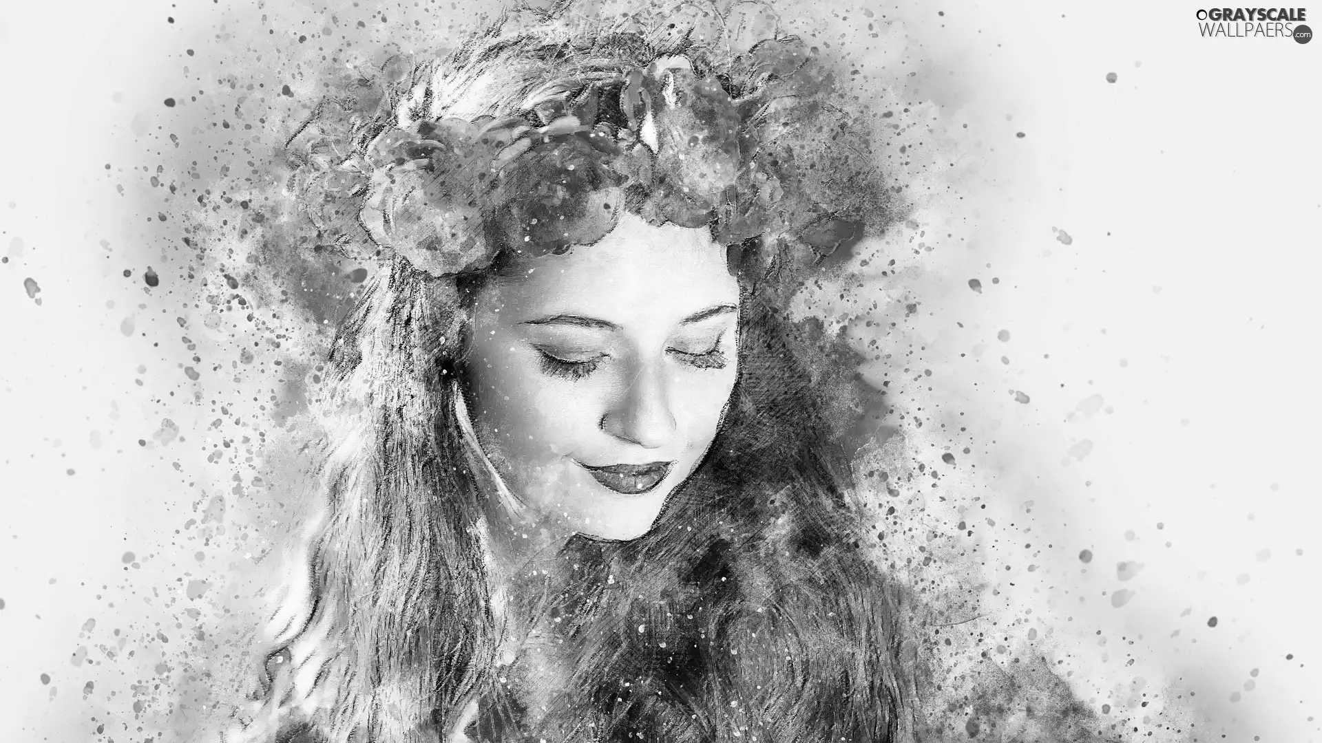 Paintography, girl, wreath