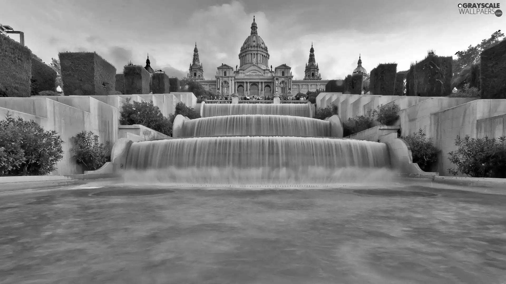 Barcelona, fountain, palace, Montjuic