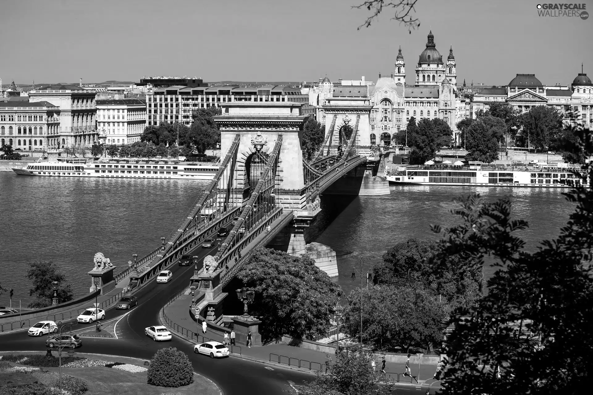 Budapest, Hungary, bridge, Panorama of City, River