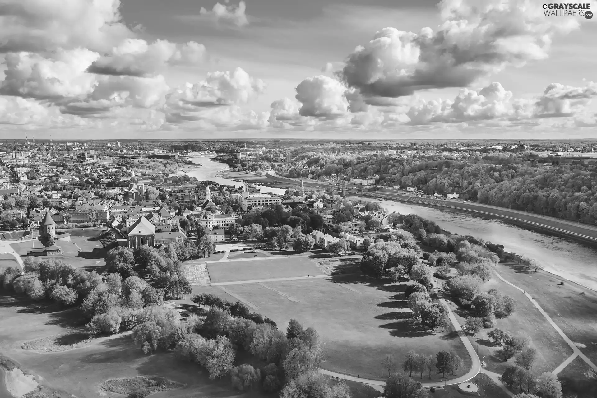 River, panorama, Kaunas, Lithuania, Town