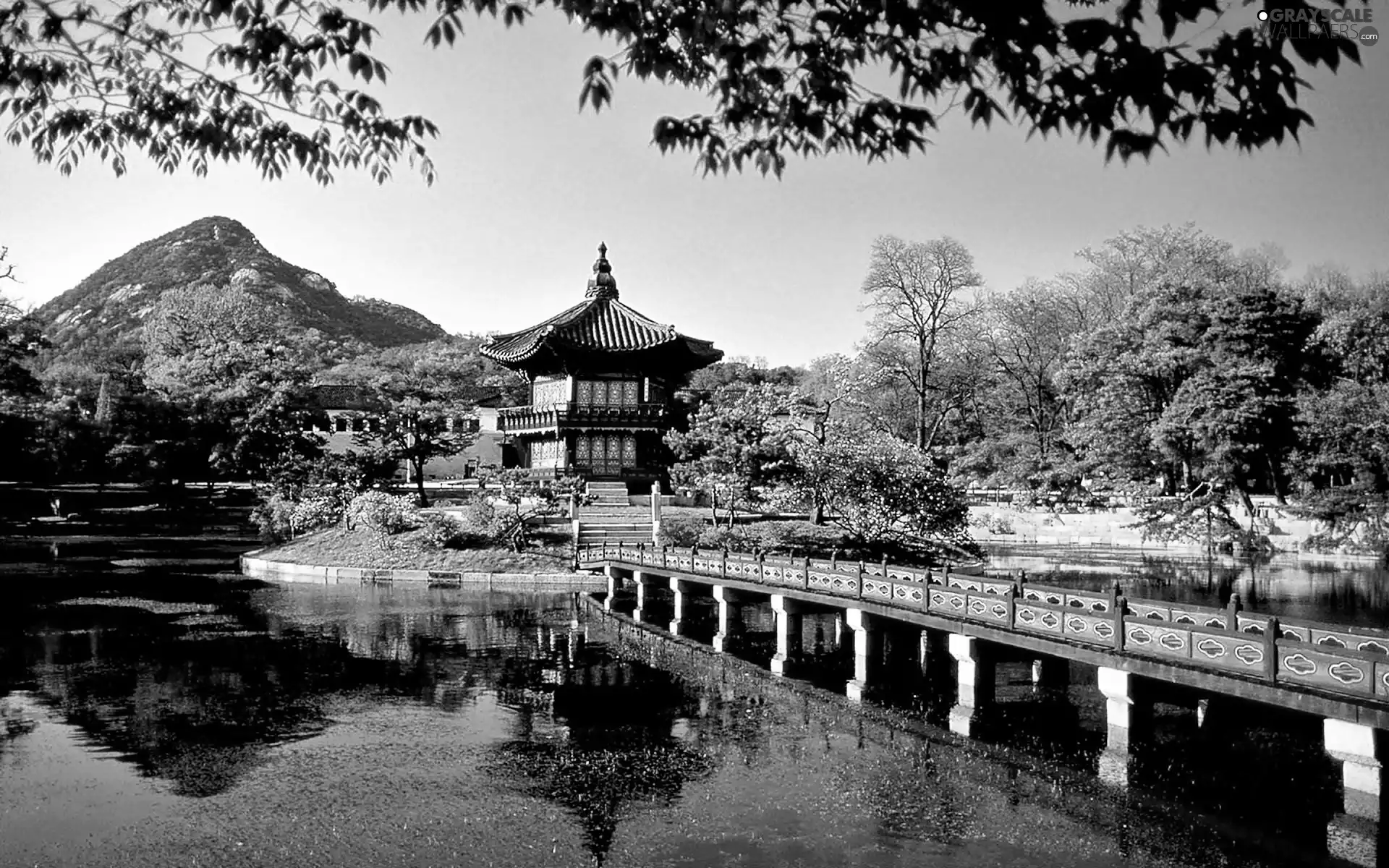 Jong, Changwon, lake, pavilion, Town, Park, bridge