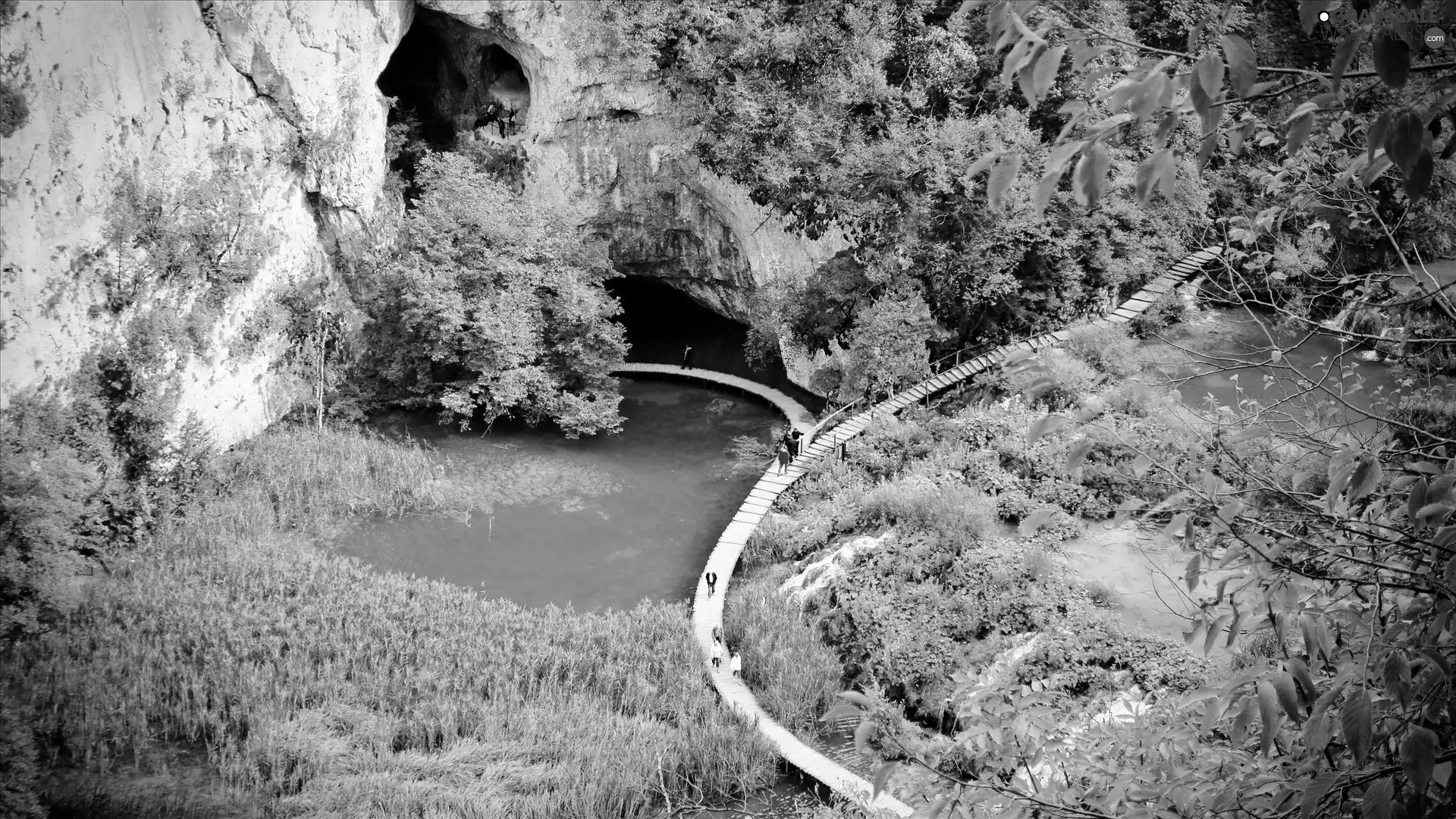 Park, Plitvice, water, Platform, People