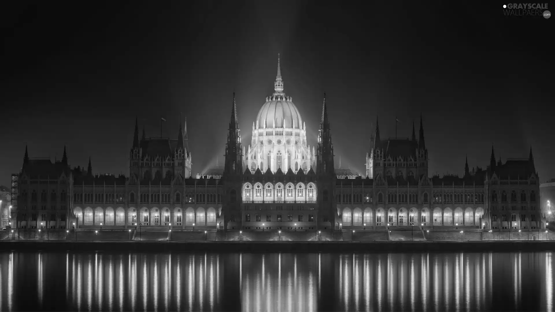 Parliament Building, light, Budapest, Night, Hungary