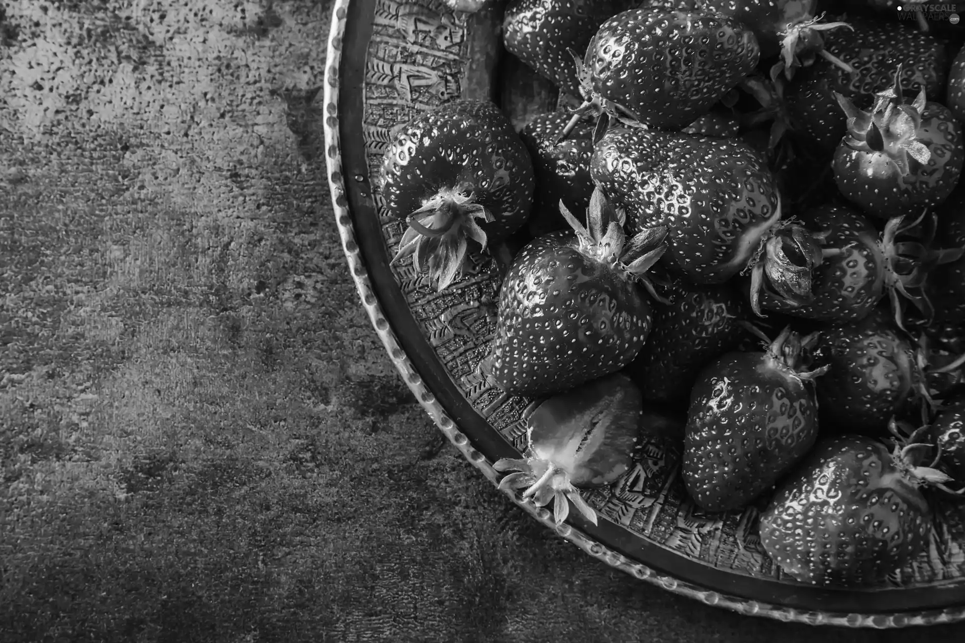 peduncle, plate, strawberries