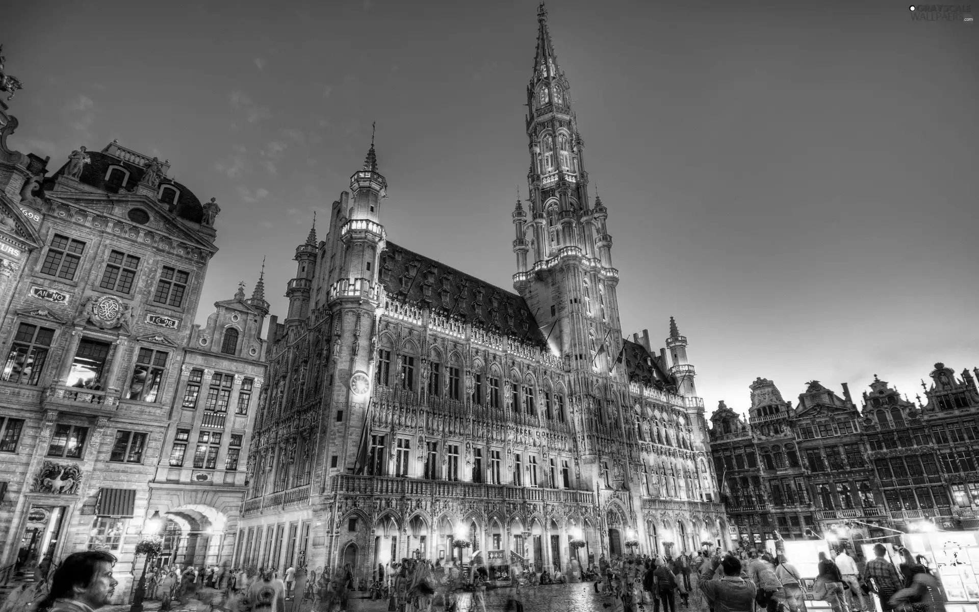 People, town hall, Brussels, buildings, Belgium