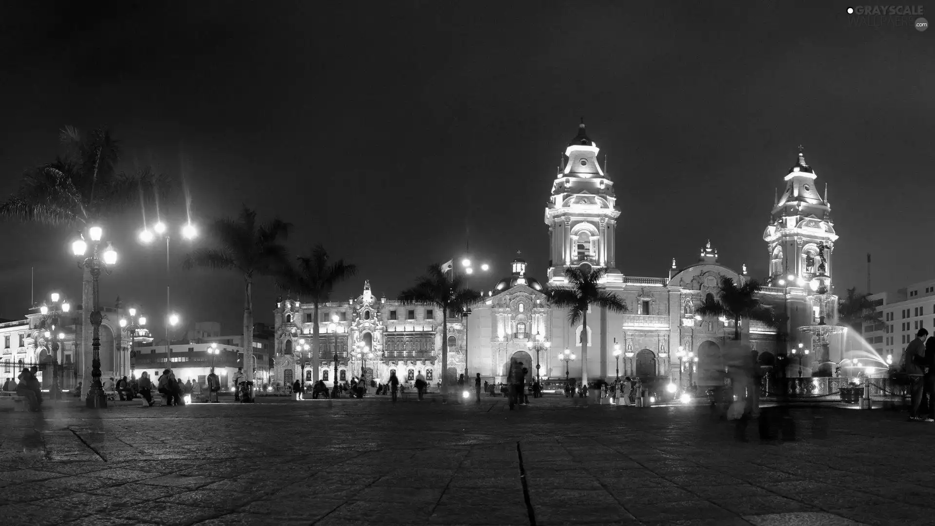 market, Peru, People, Night, Palms, Lima