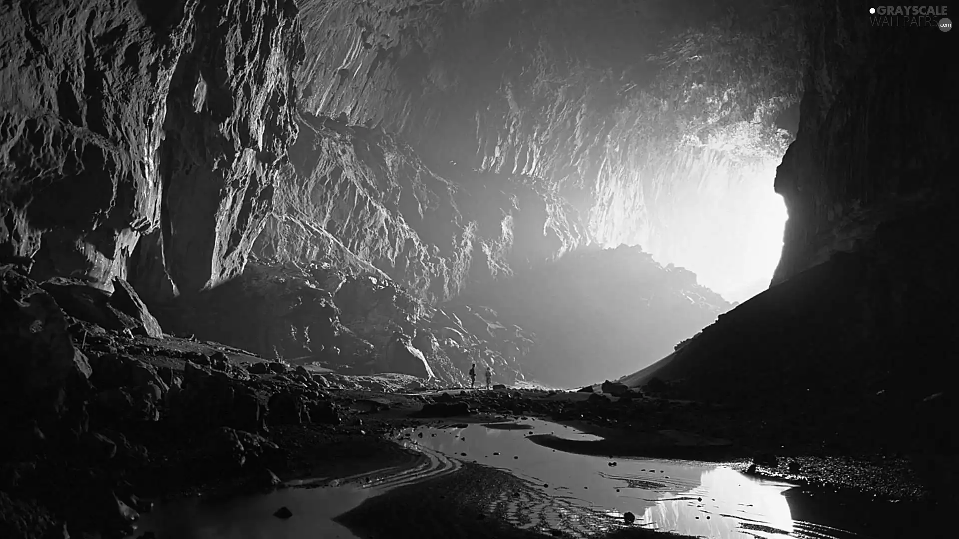 People, cave, water