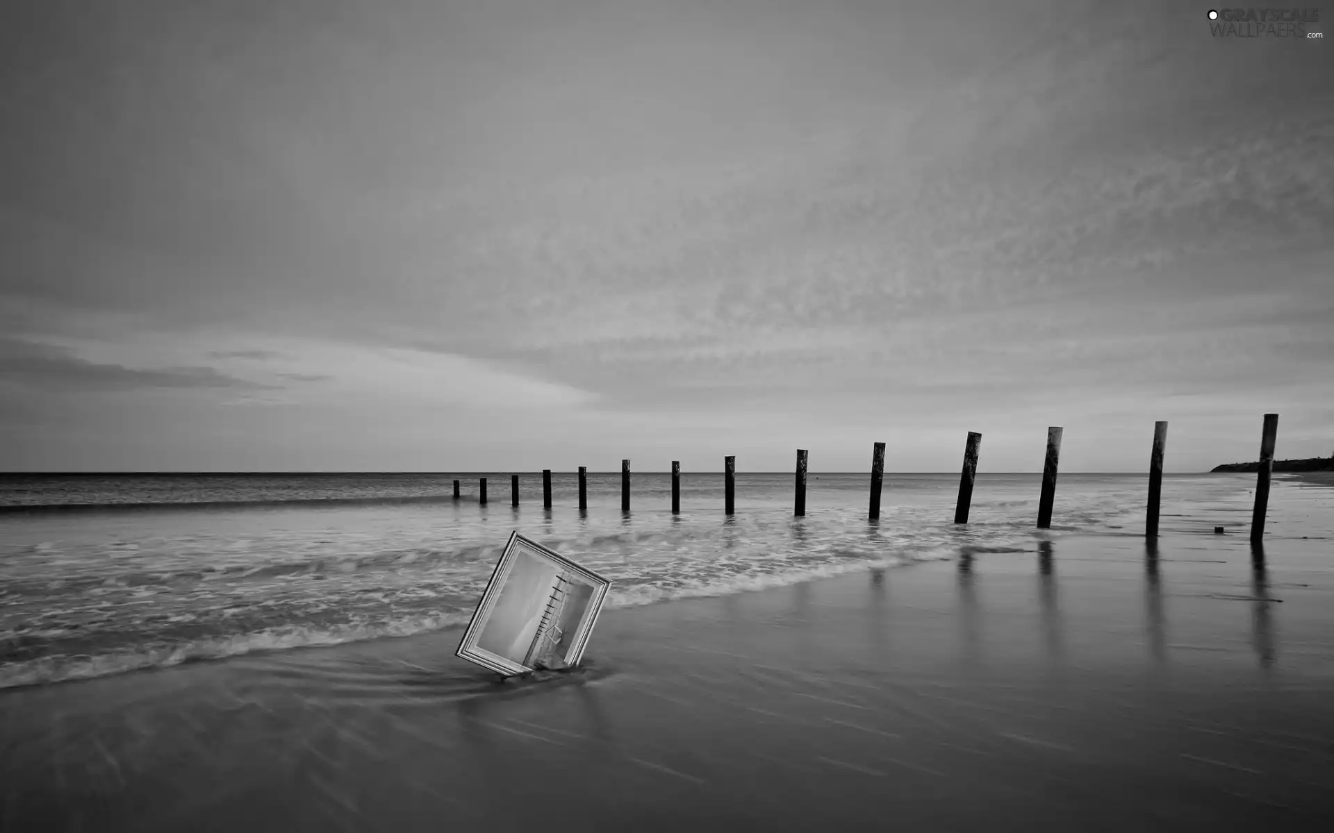 picture, clouds, Beaches, Waves, sea