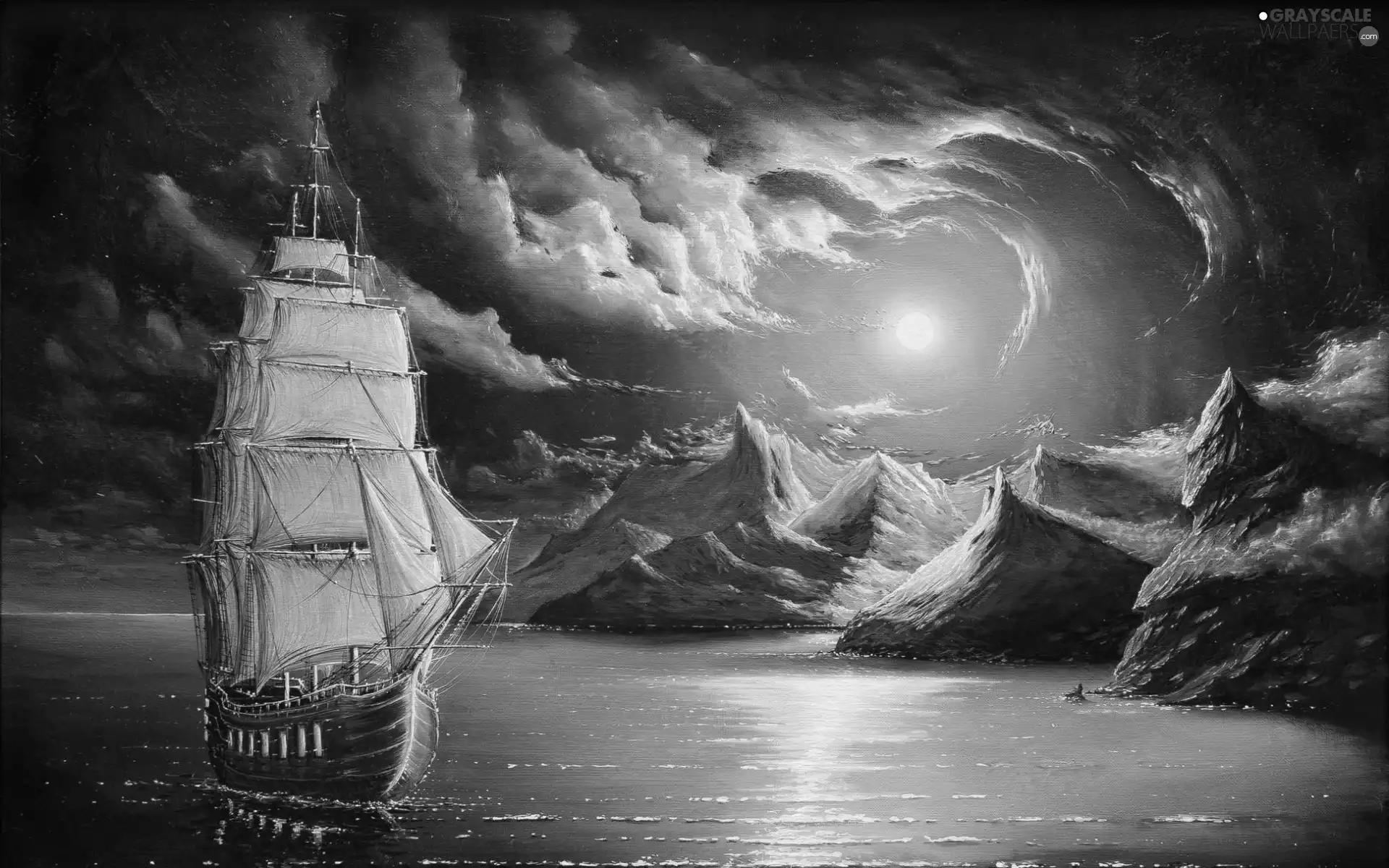 sailing vessel, painting, picture