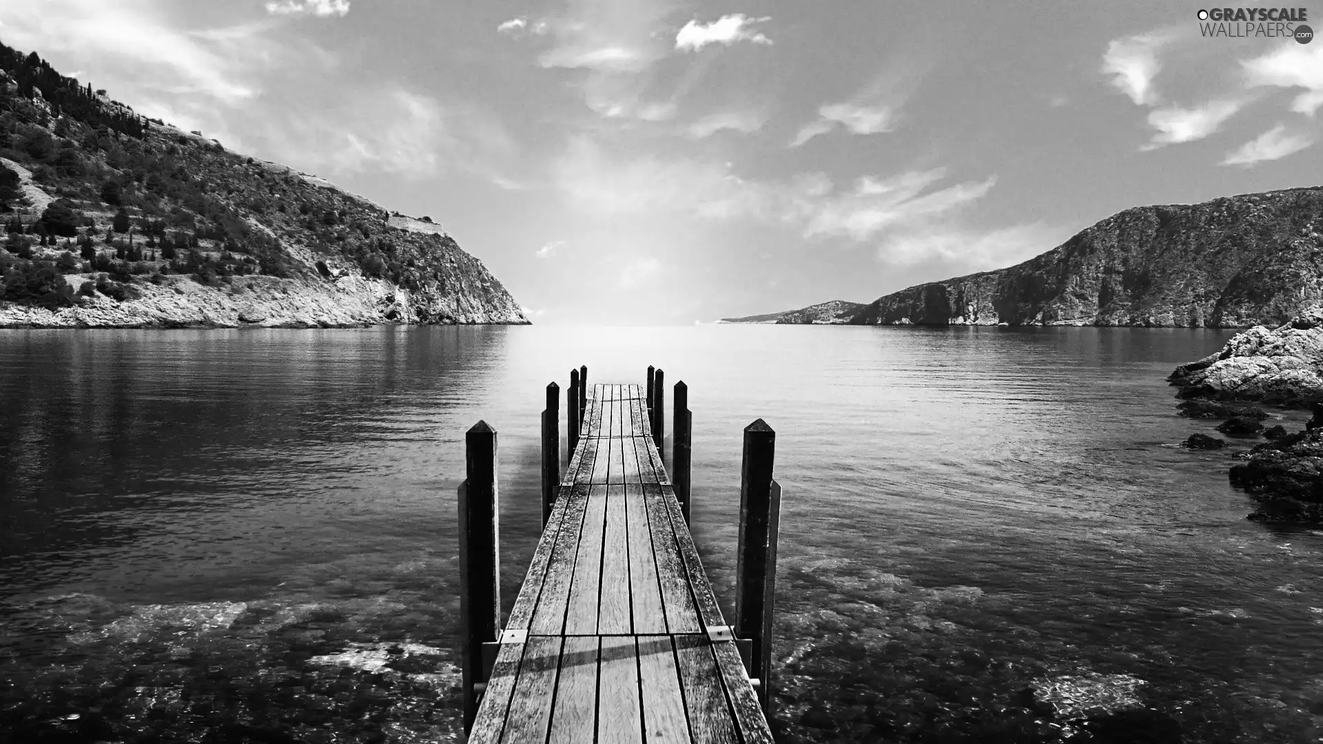 pier, rocks, lake