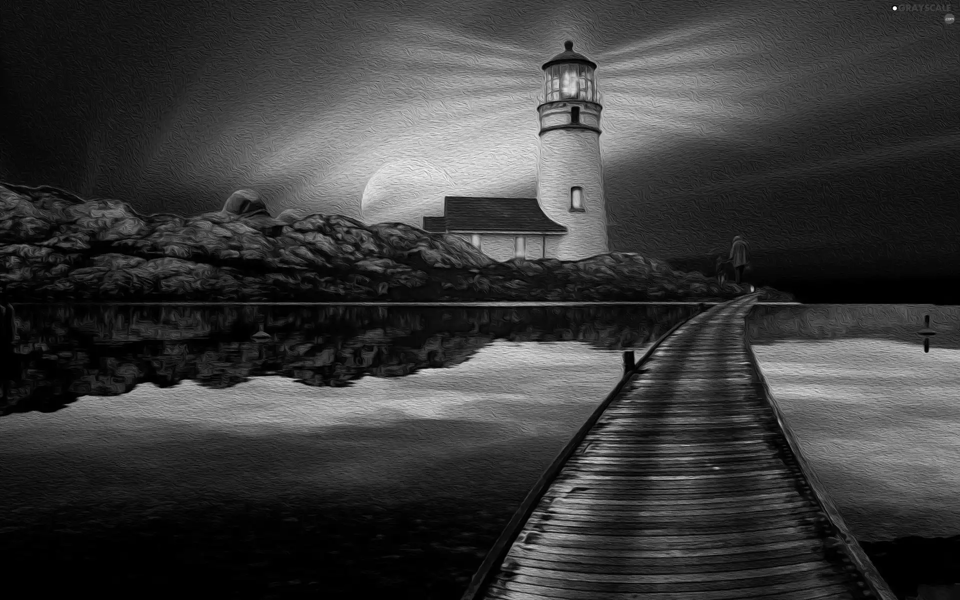 Lighthouse, sea, pier, maritime