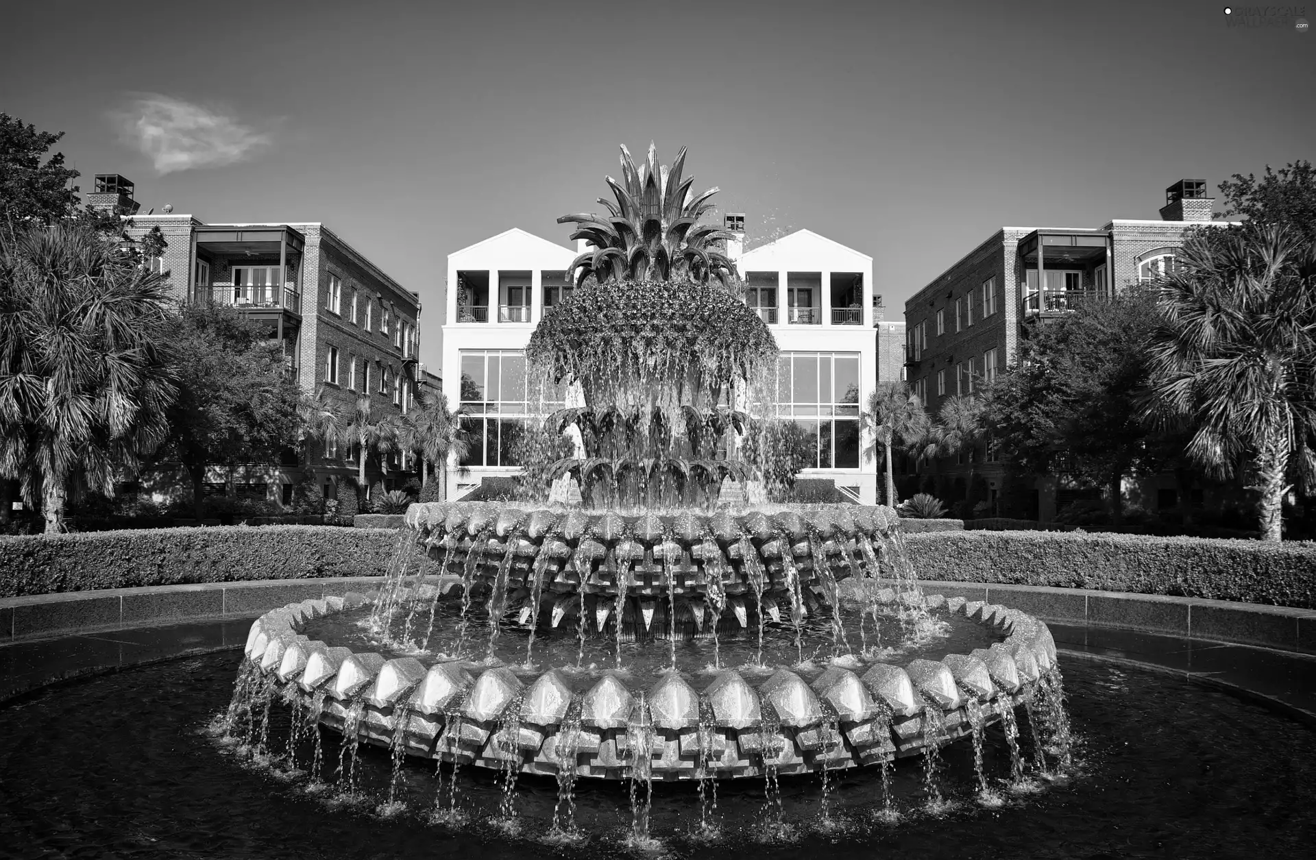 pineapple, buildings, ##, Shape, fountain