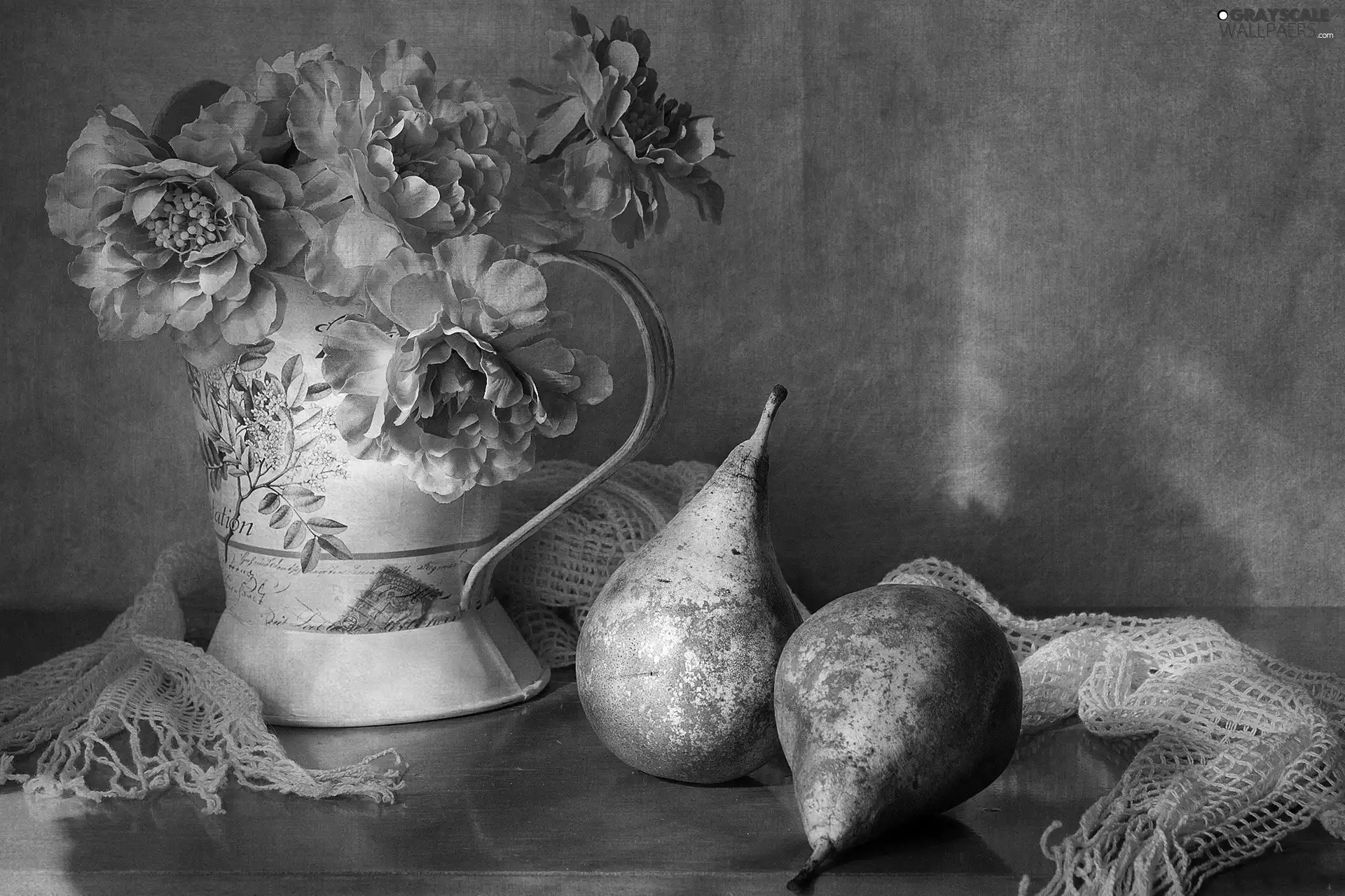 Flowers, shawl, truck concrete mixer, Pink, pitcher