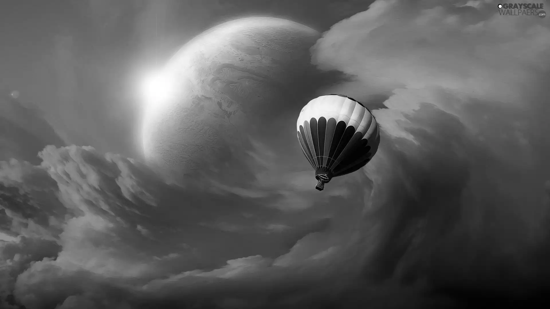 Planet, Balloon, clouds