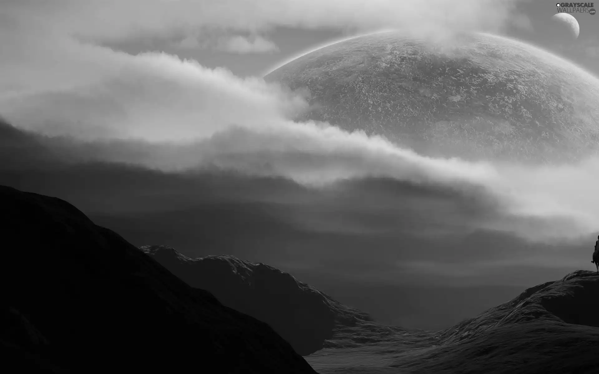 west, Mountains, Planet, sun