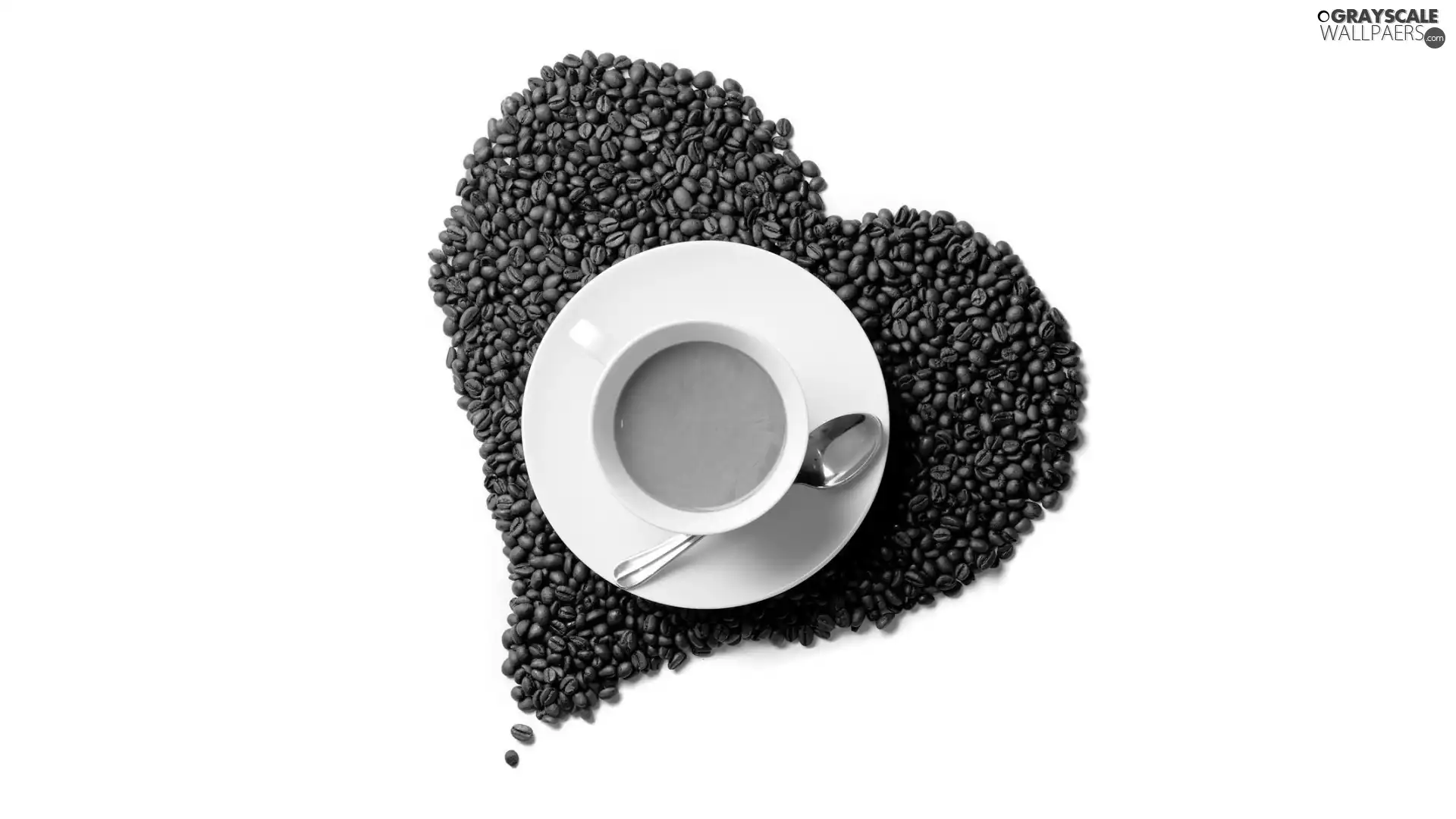 plate, Heart, cup, coffee, teaspoon, Coffee Beans