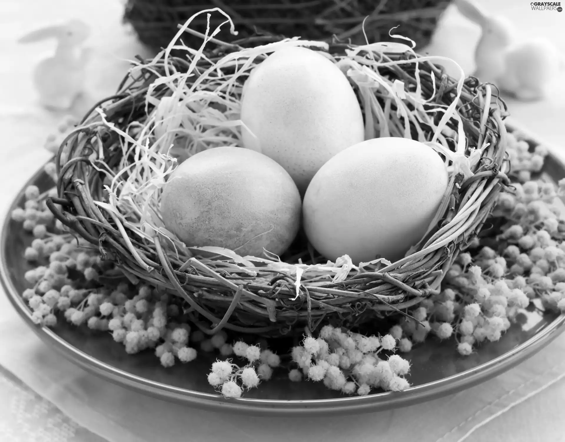 eggs, Easter, plate, ornamentation, basket, paint
