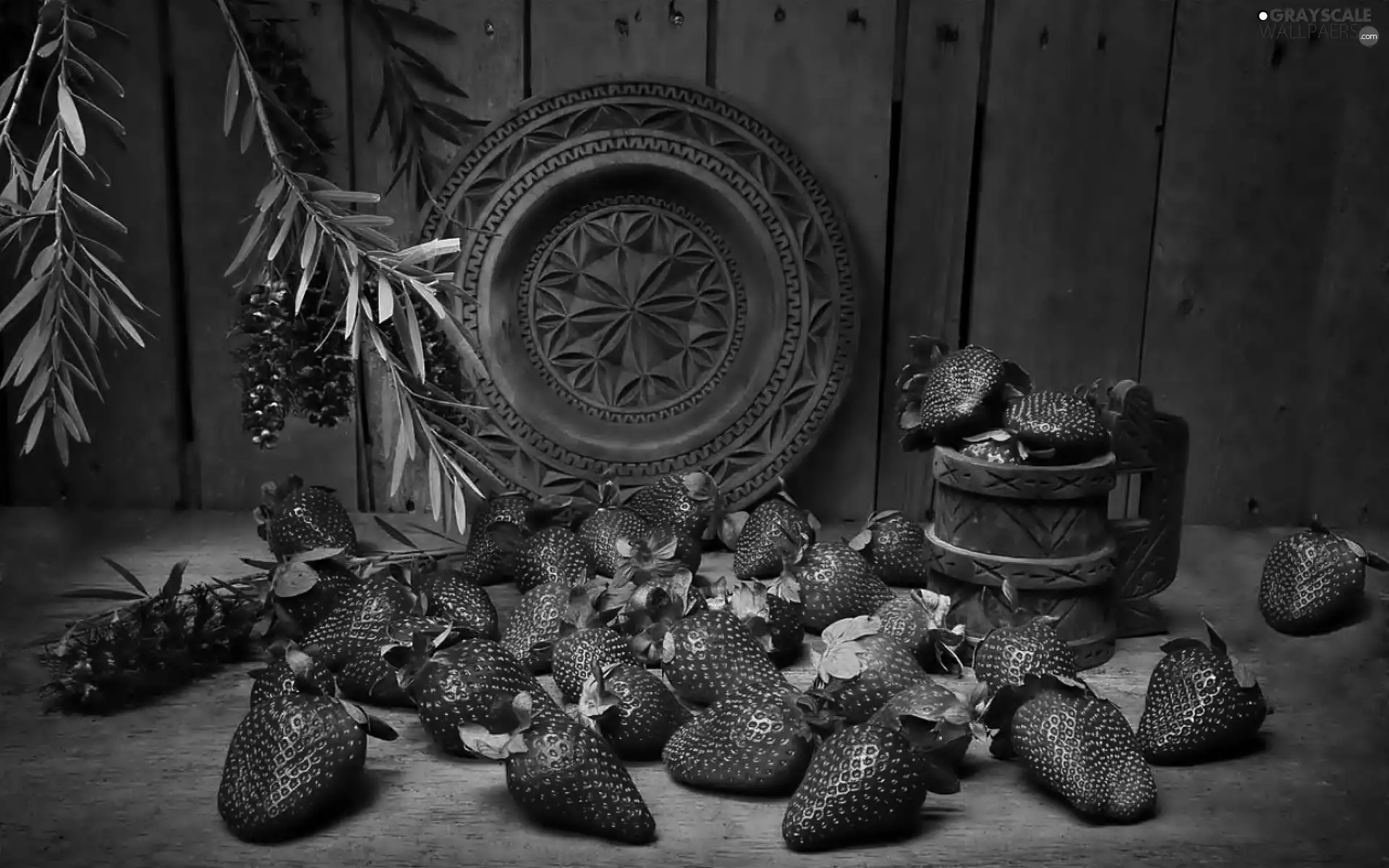 strawberries, plate