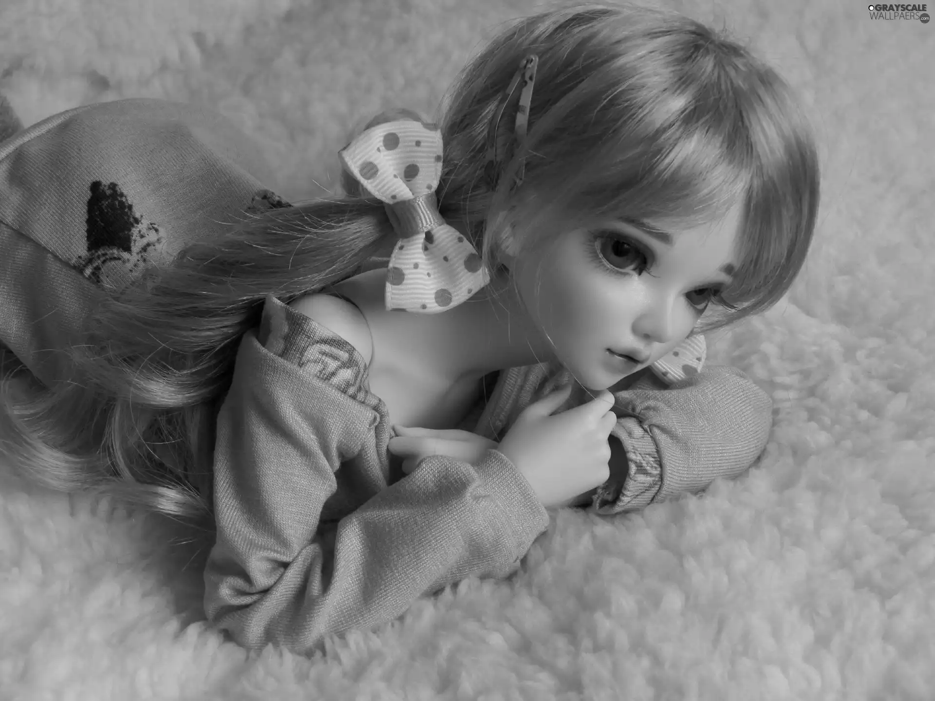 plush, doll, bow