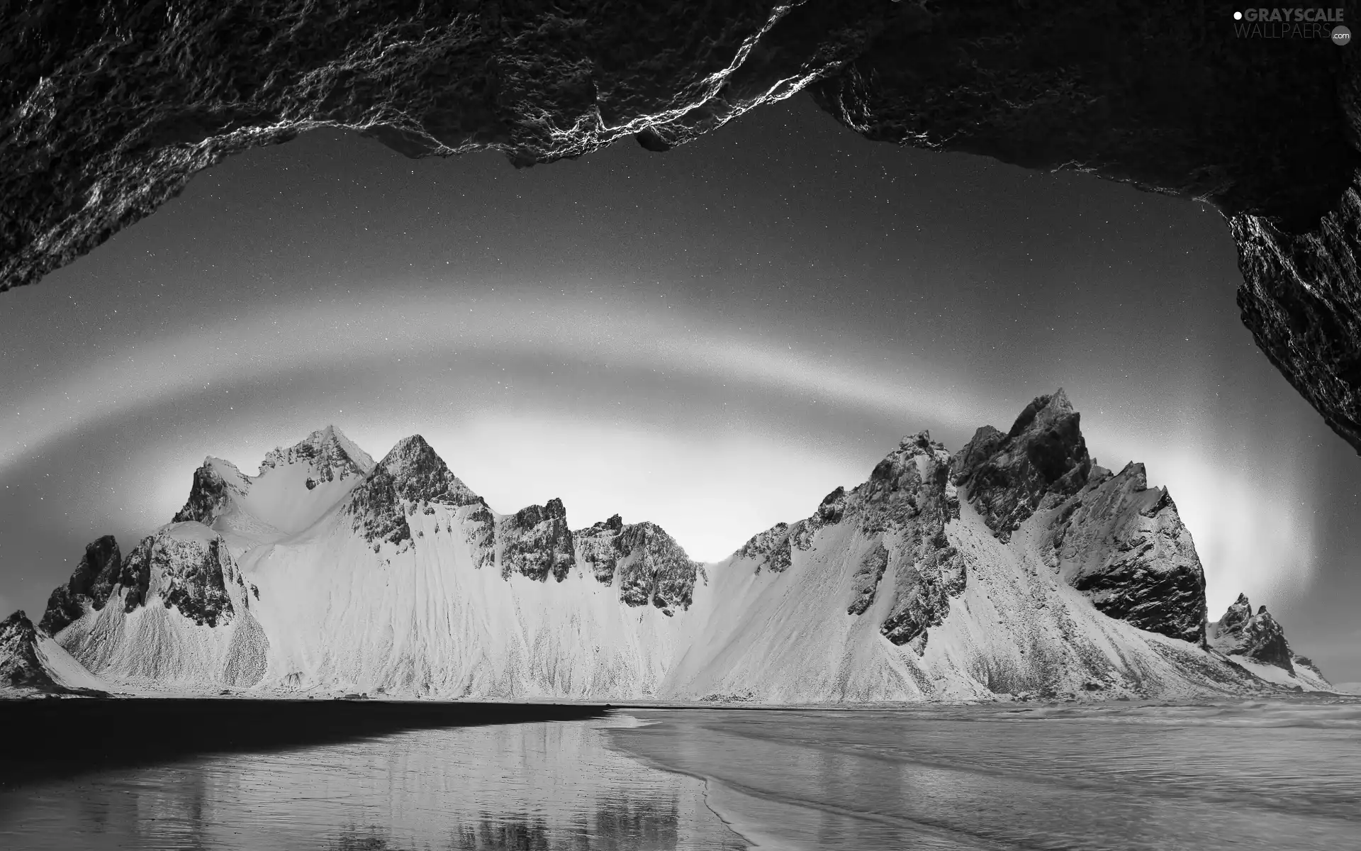 winter, Mountains, aurora polaris