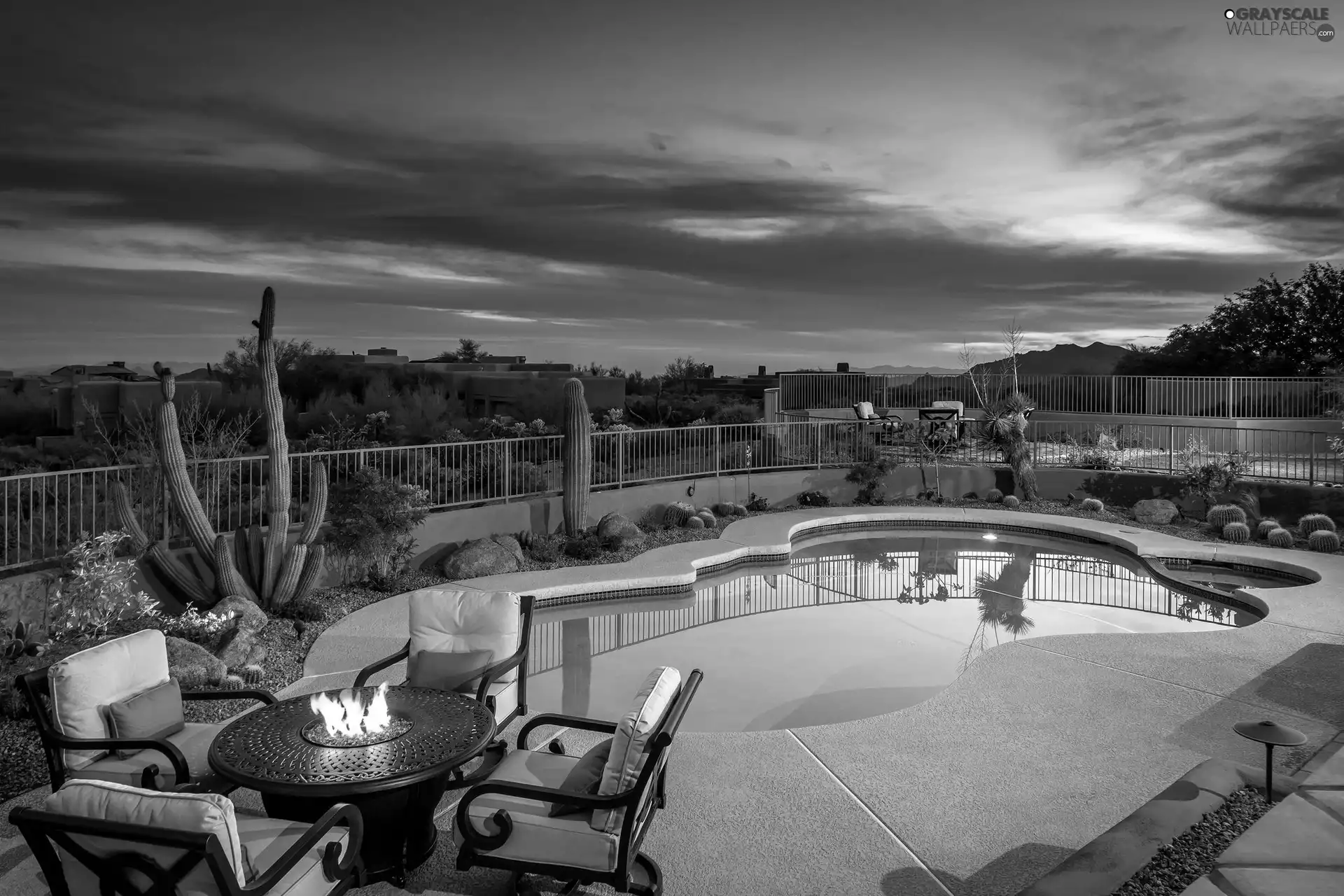 Pool, twilight, terrace, Garden, The hotel