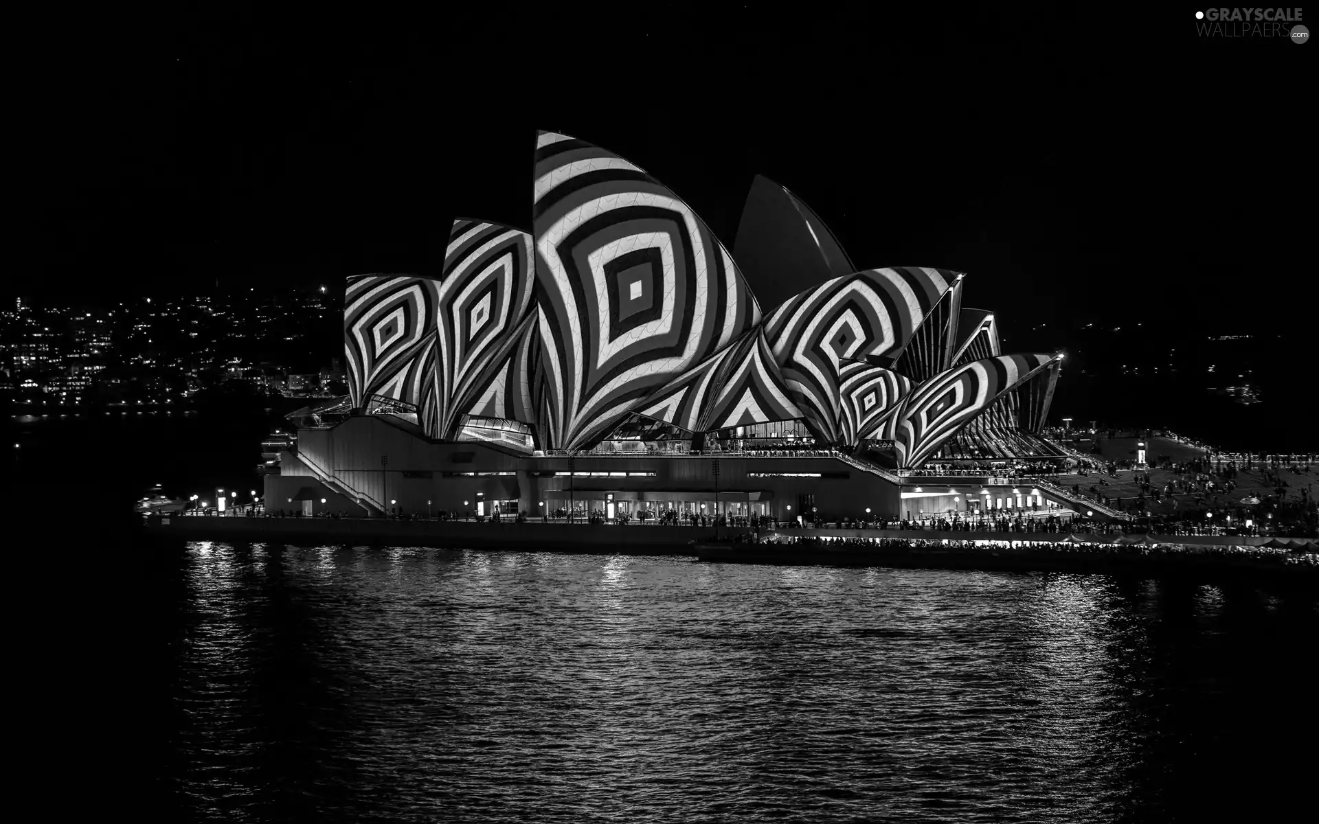 Opera, Sydney Opera House, Australia, Night, Sydney, lighting, color, Port Jackson Bay