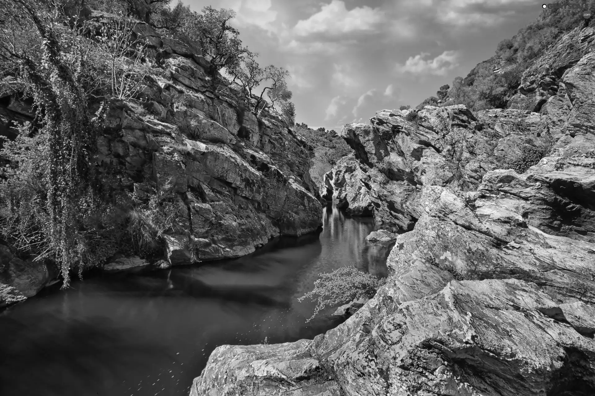 rocks, canyon, Portugal, River
