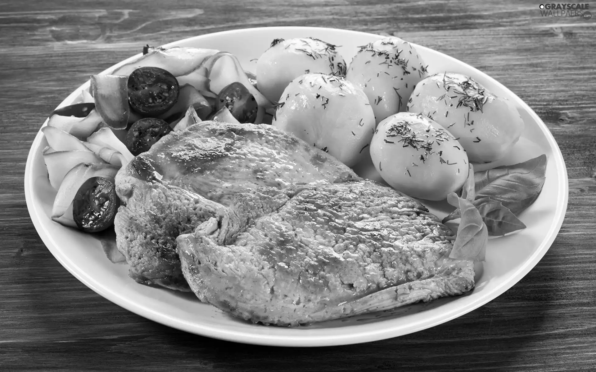 meat, dish, salad, Potatoes, dinner, baked, plate