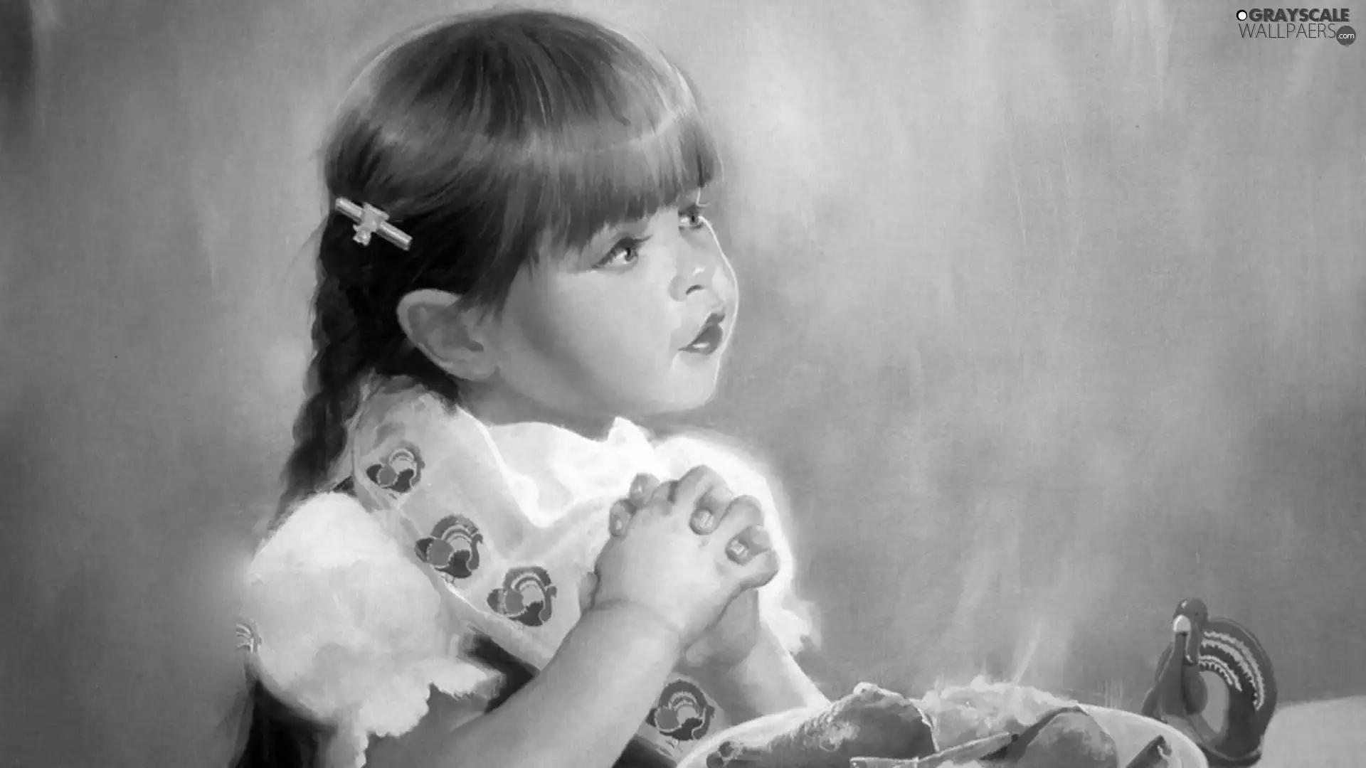 girl, prayer, Marta Dahlig, pigtail