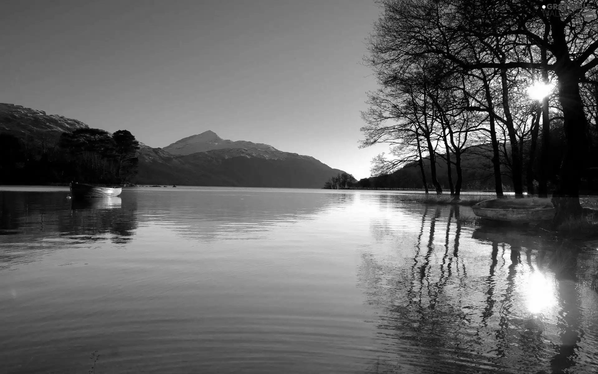 Lodz, Przebijające, luminosity, ligh, flash, Mountains, lake, sun