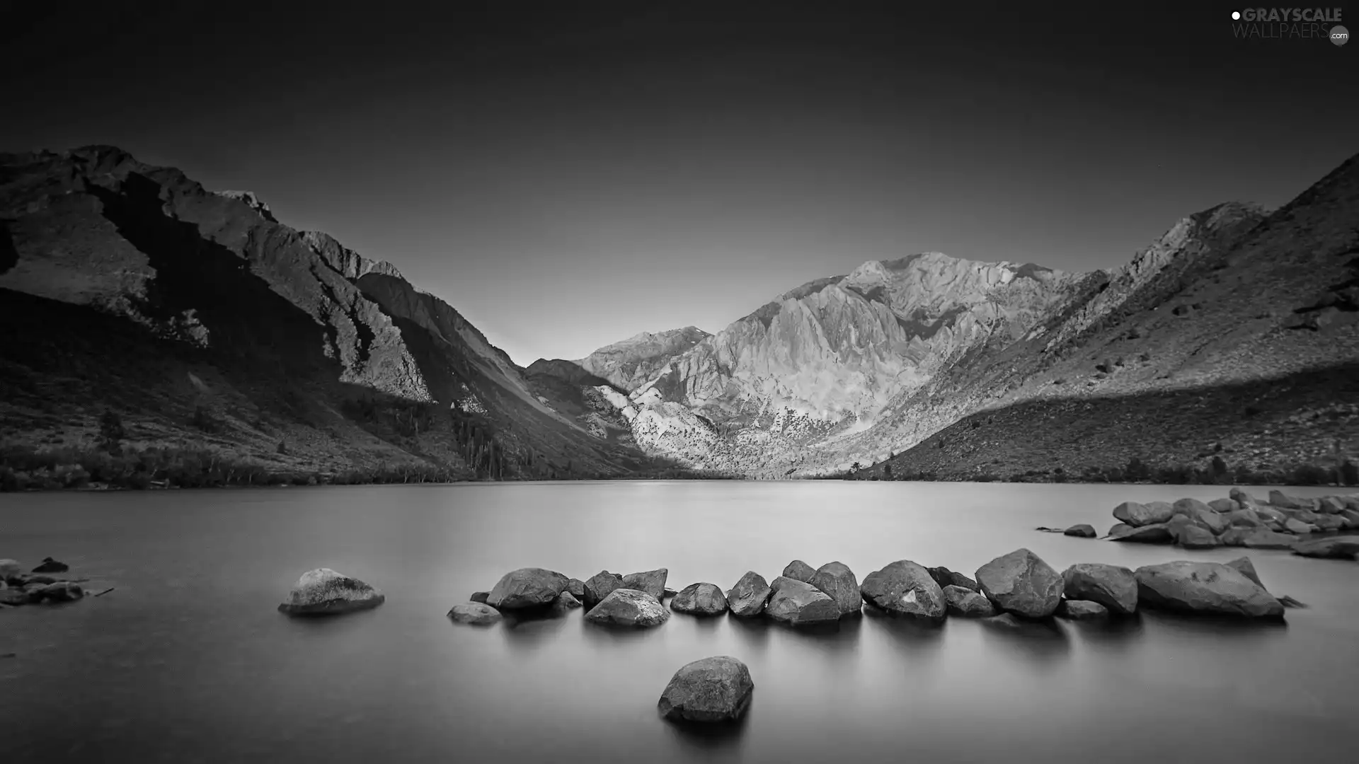 Stones, Przebijające, luminosity, ligh, flash, River, Mountains, sun