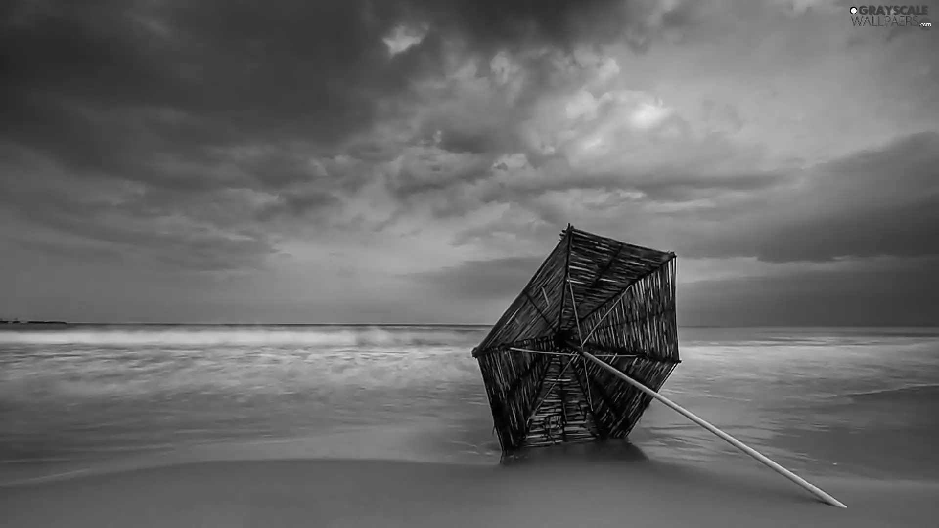 Przebijające, sun, Beaches, Umbrella, sea