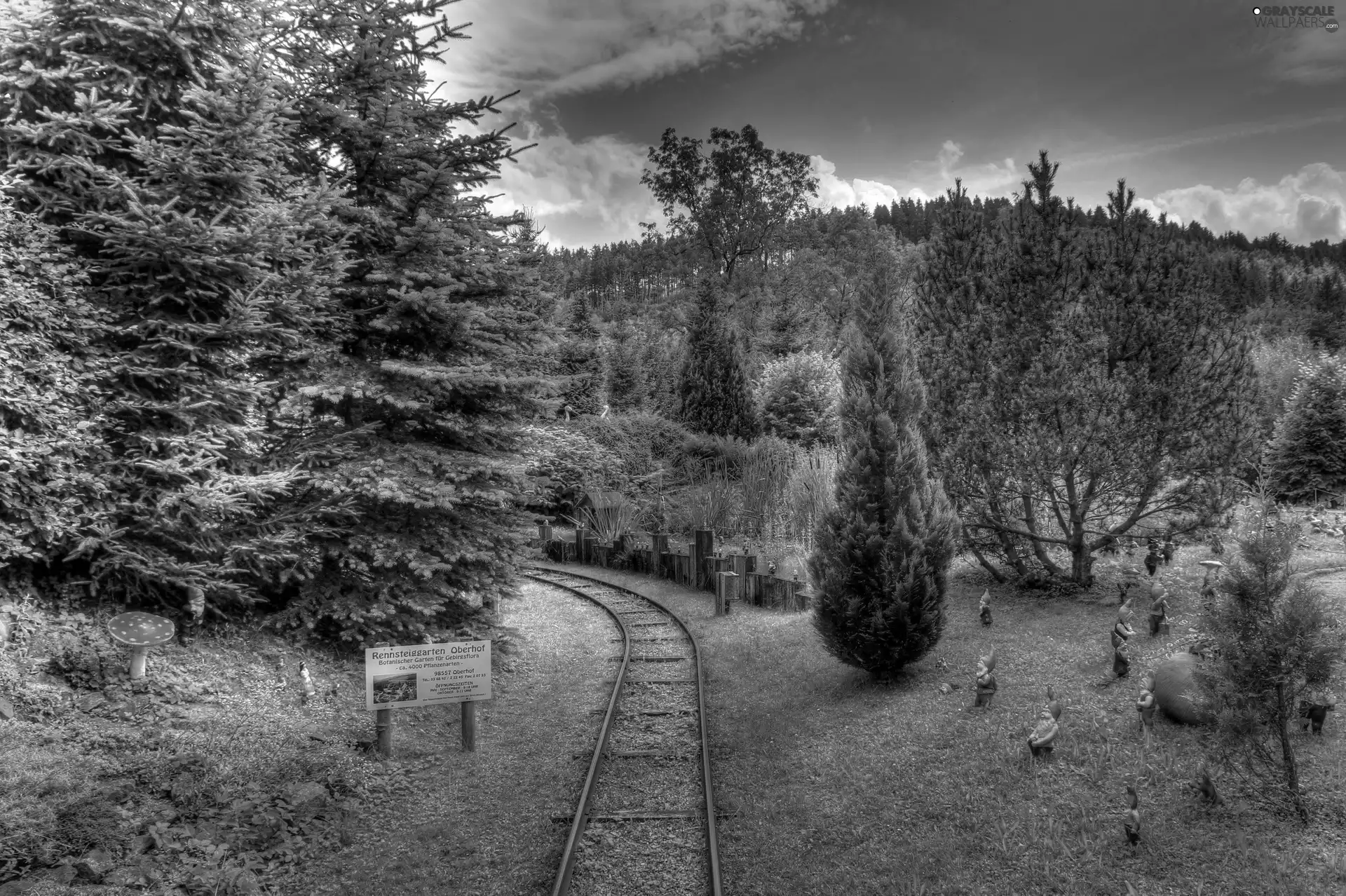 trees, village, ##, railway, viewes, gnomes