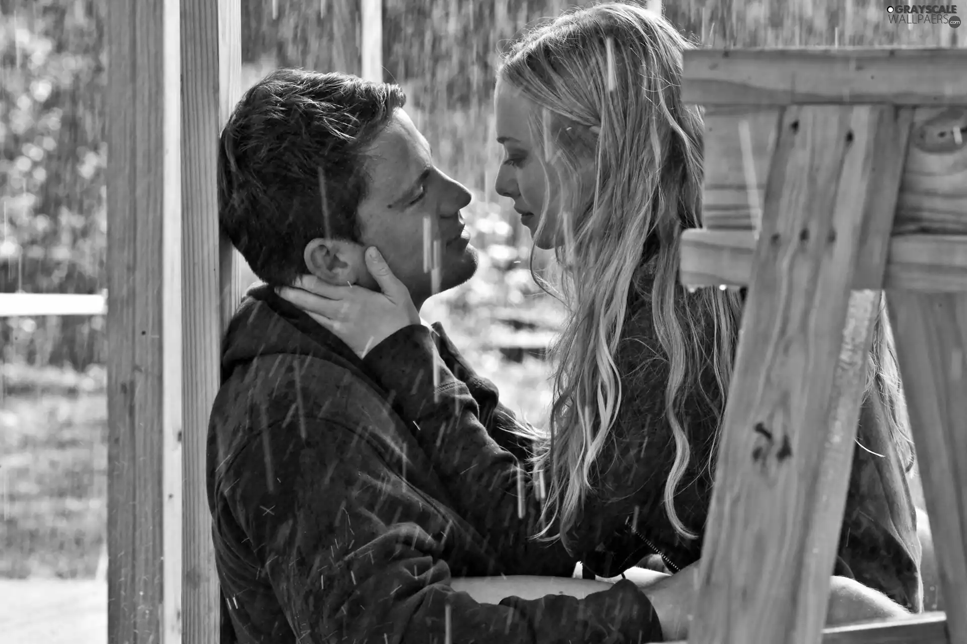 Rain, blur, a man, lovers, Women
