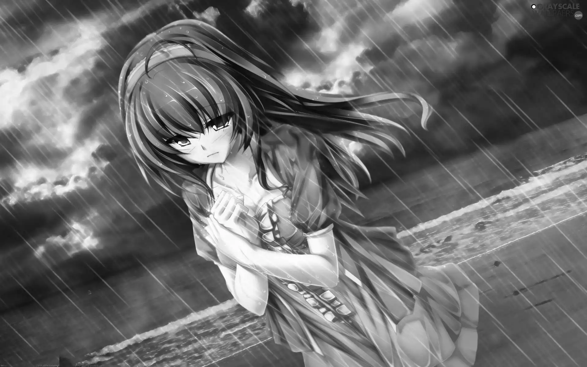 girl, Rain
