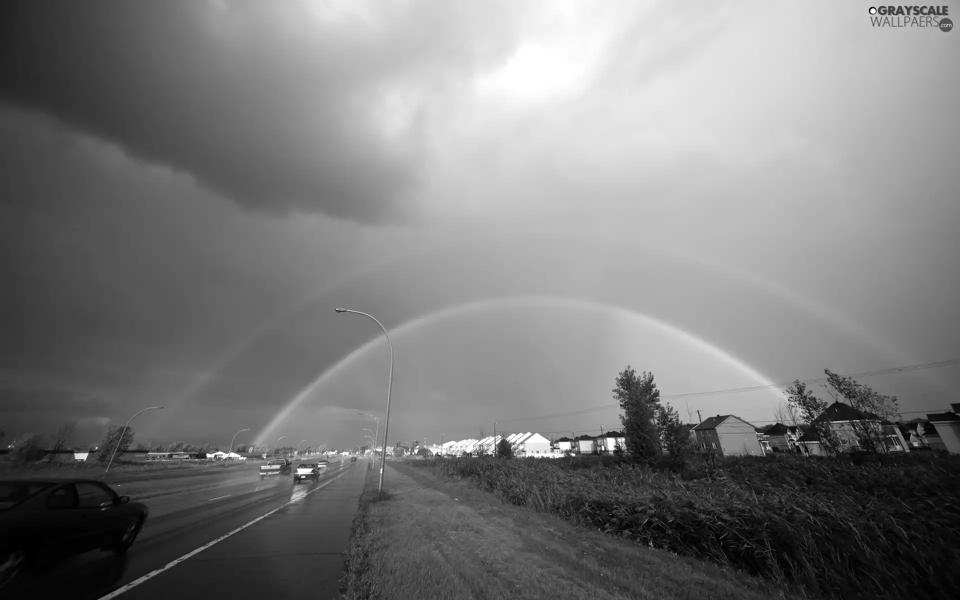 Way, clouds, rainbows, Storm
