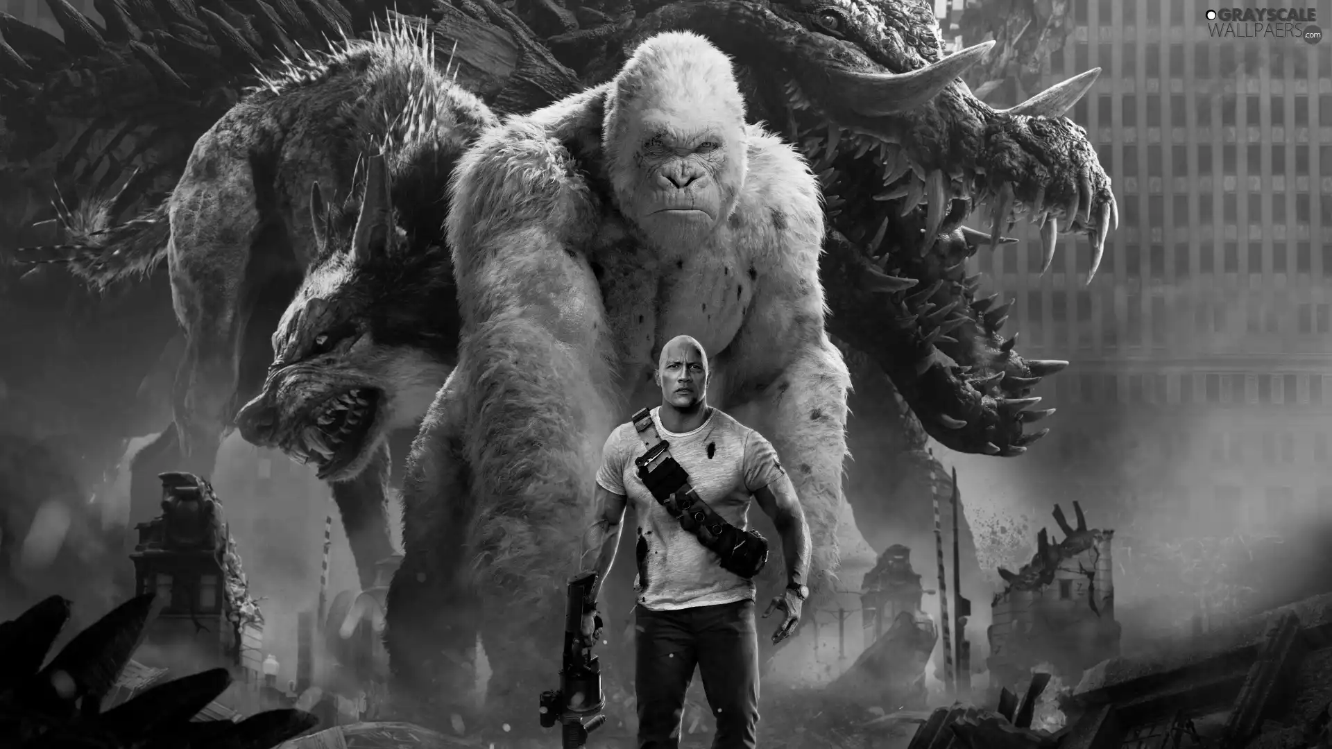 gorilla, movie, actor, Dwayne Johnson, Davis Okoye, Rampage