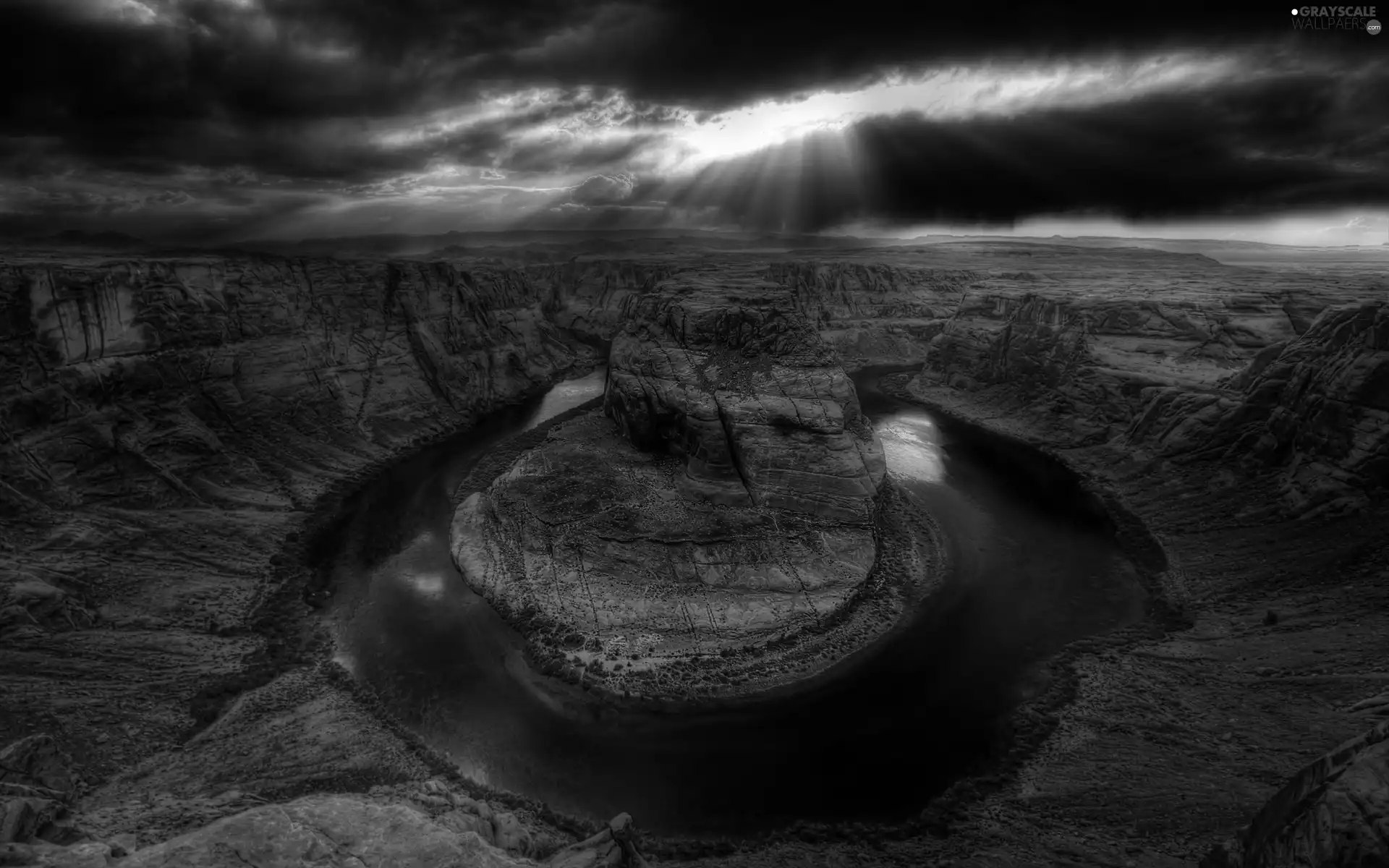 rays, sun, clouds, Przebijające, canyon