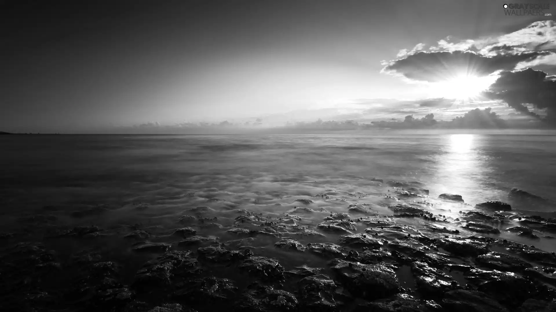 rays, sun, clouds, The clear, lake