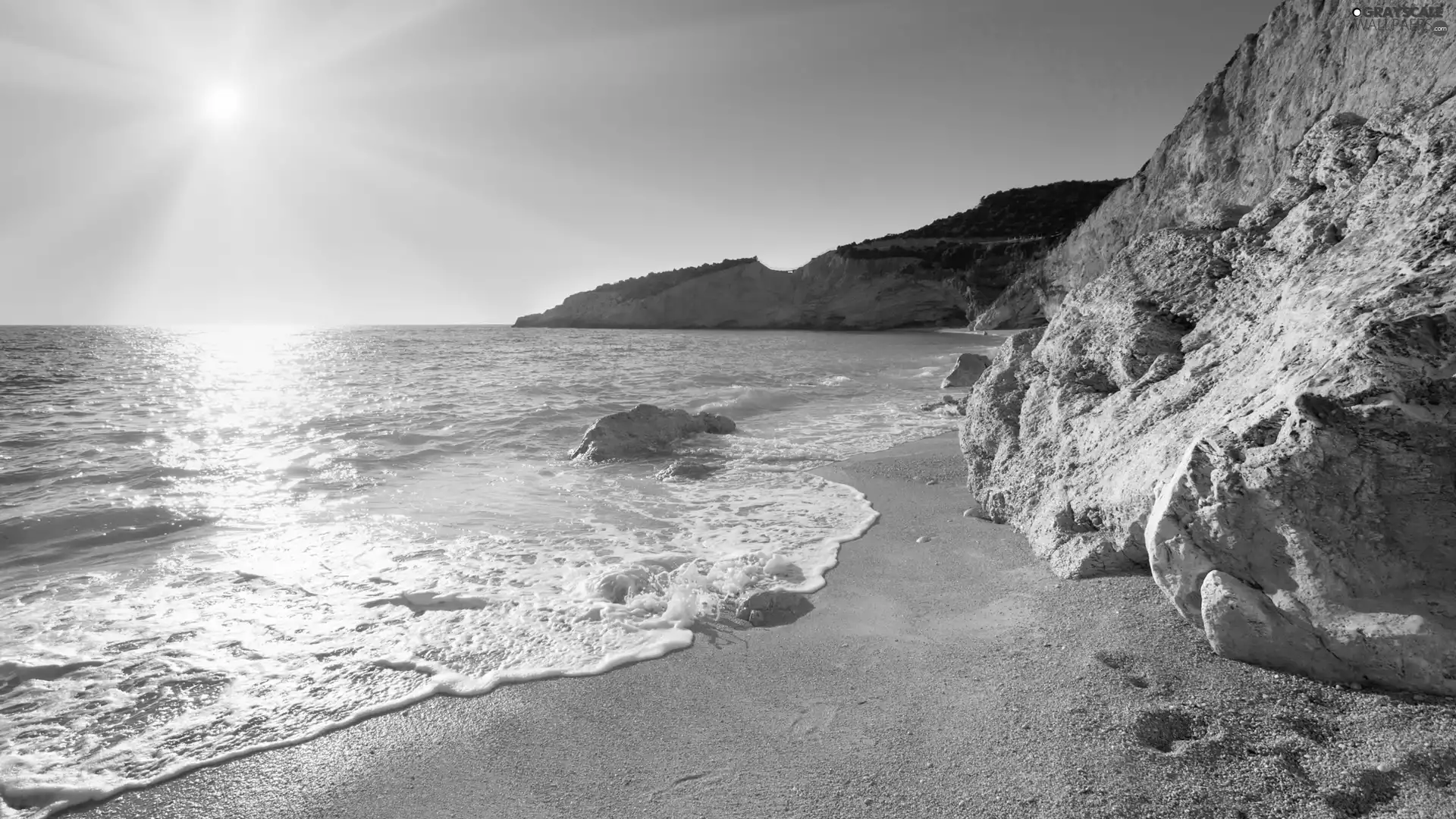 rays, sun, Beaches, Coast, sea
