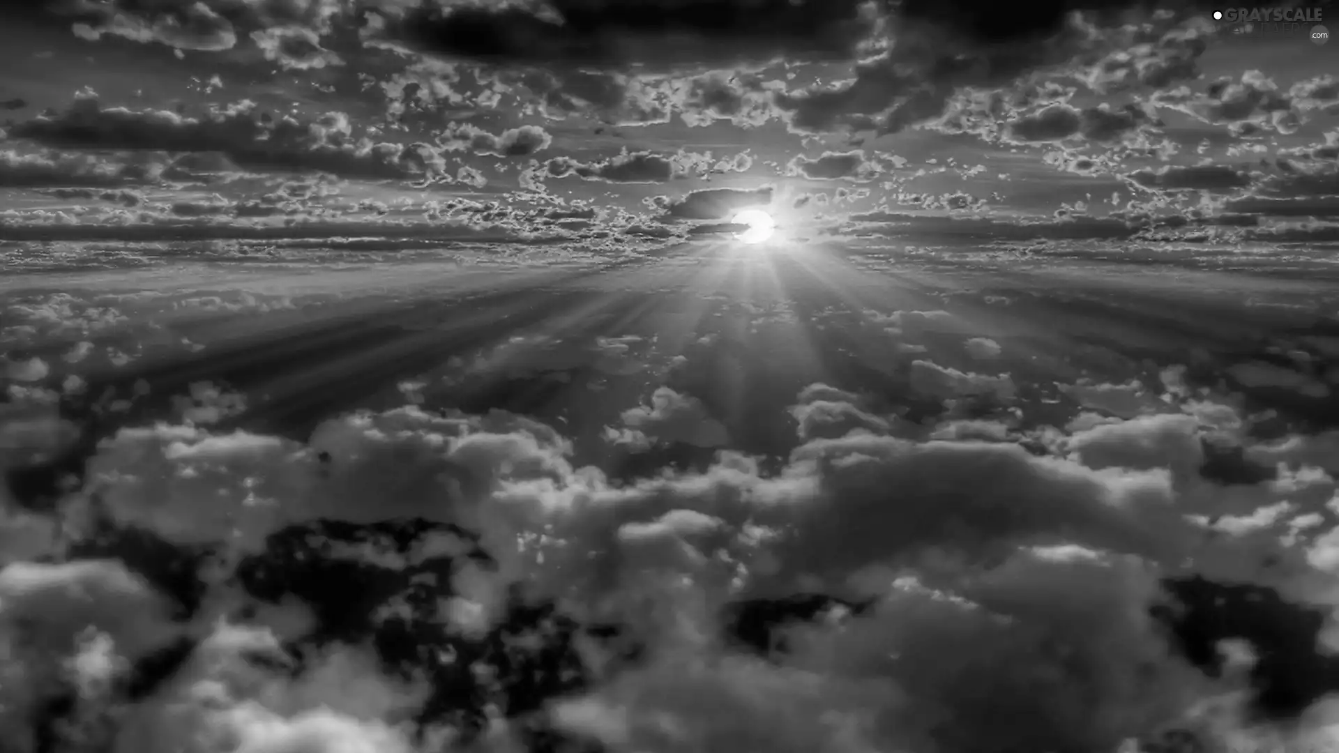 rays, sun, sun, clouds, west