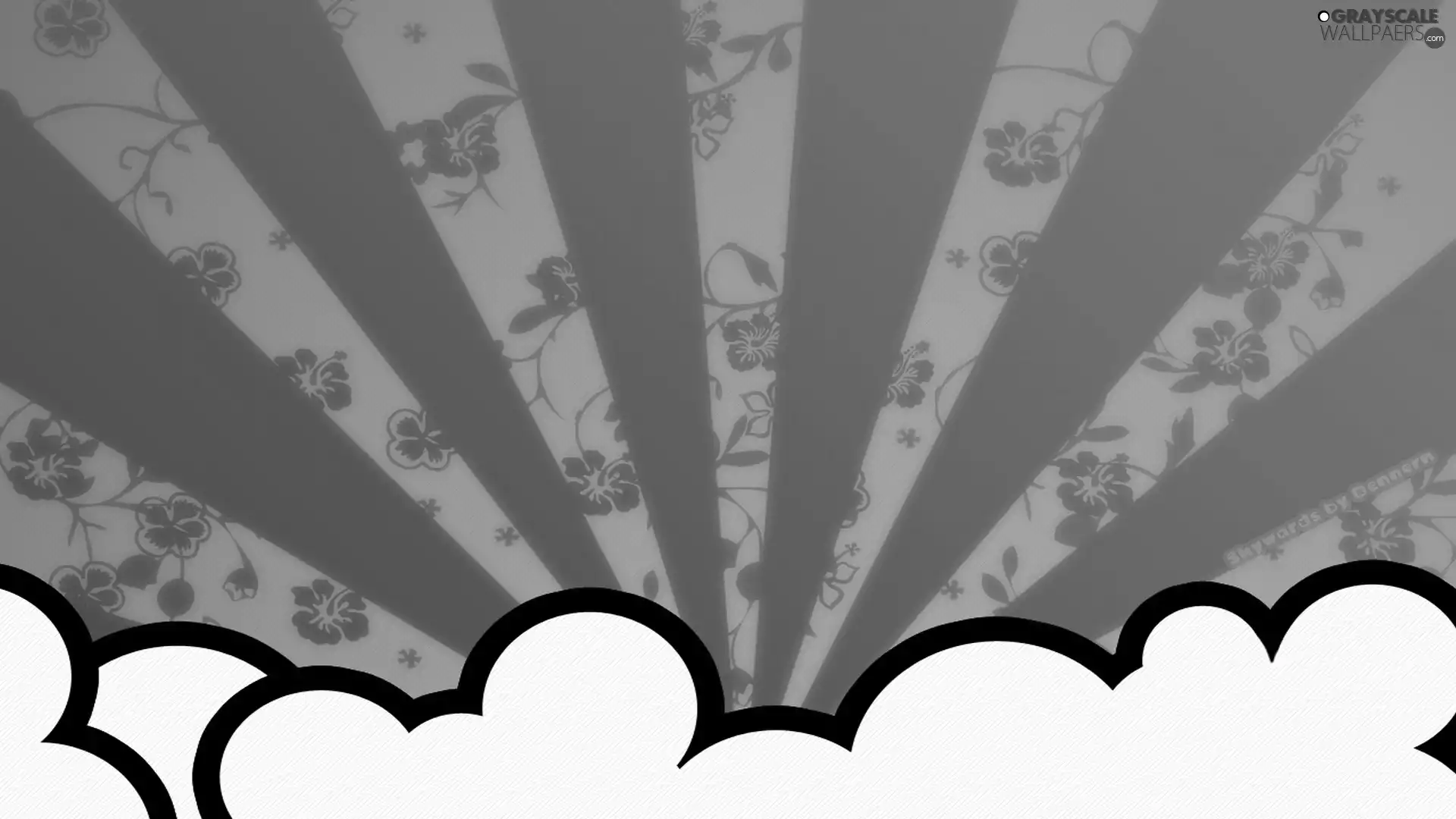 White, Blue, rays, clouds