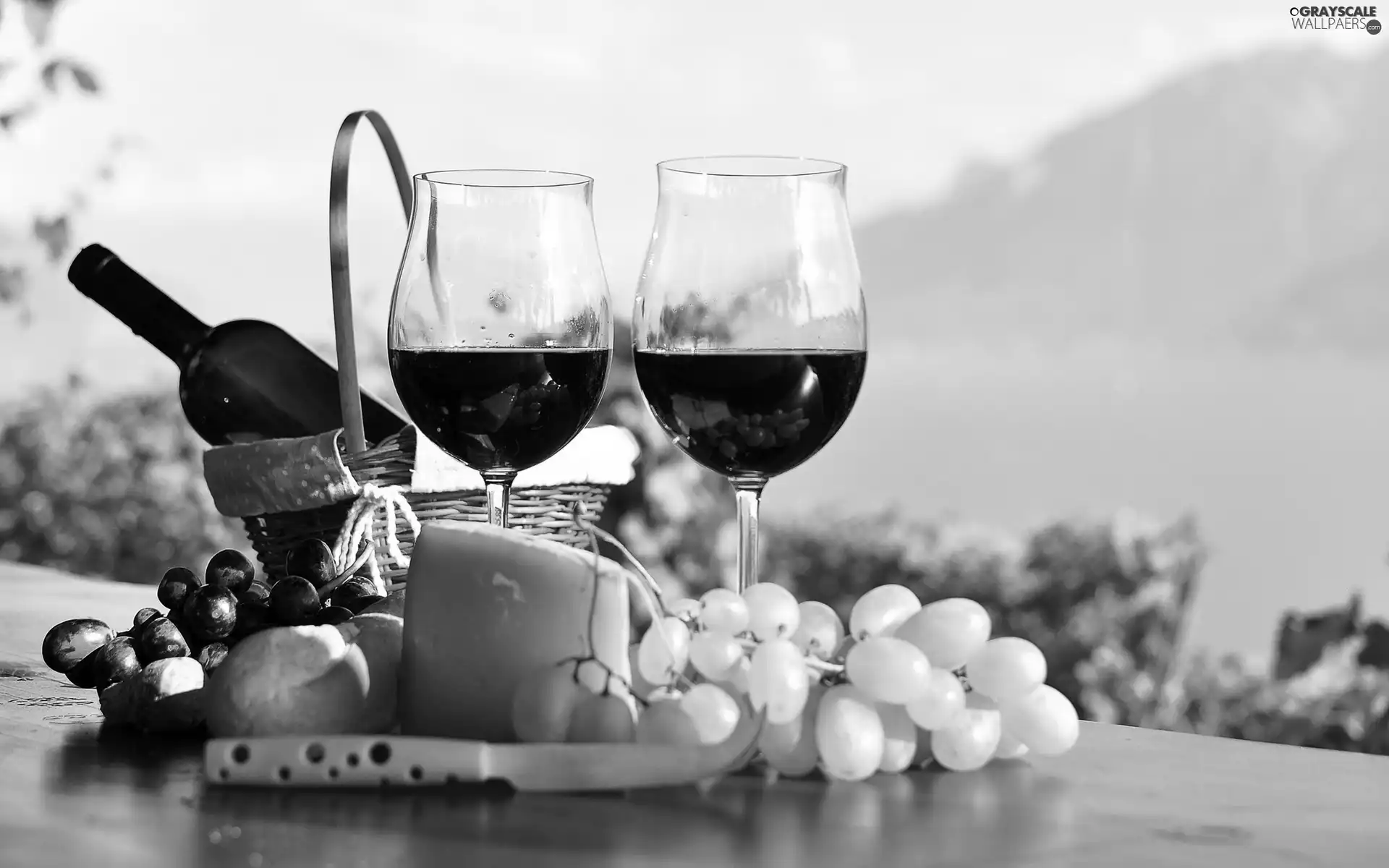 red, Wines, basket, Lights, Grapes