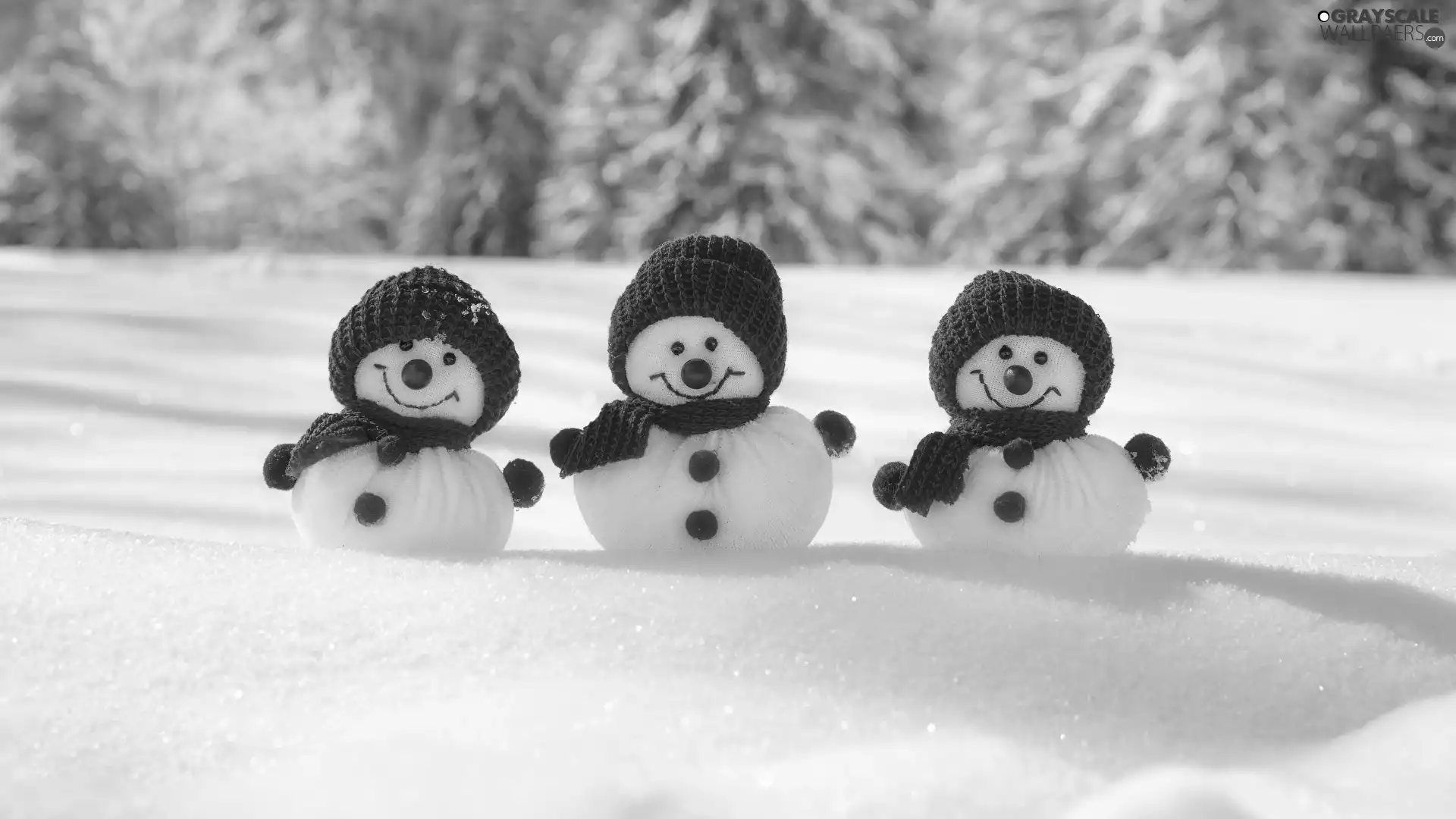 caps, snowmen, winter, Red, Three, Scarves, snow