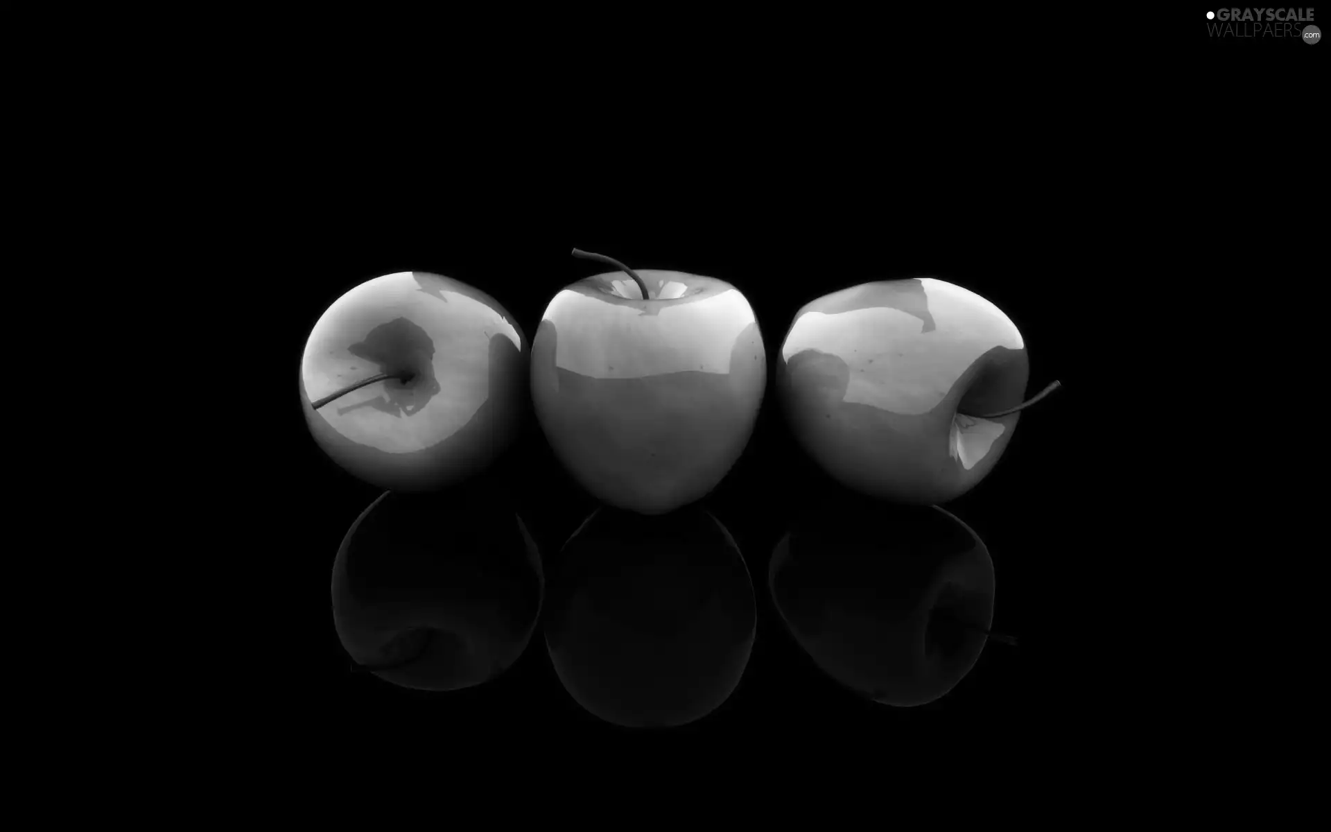 reflection, Three, apples