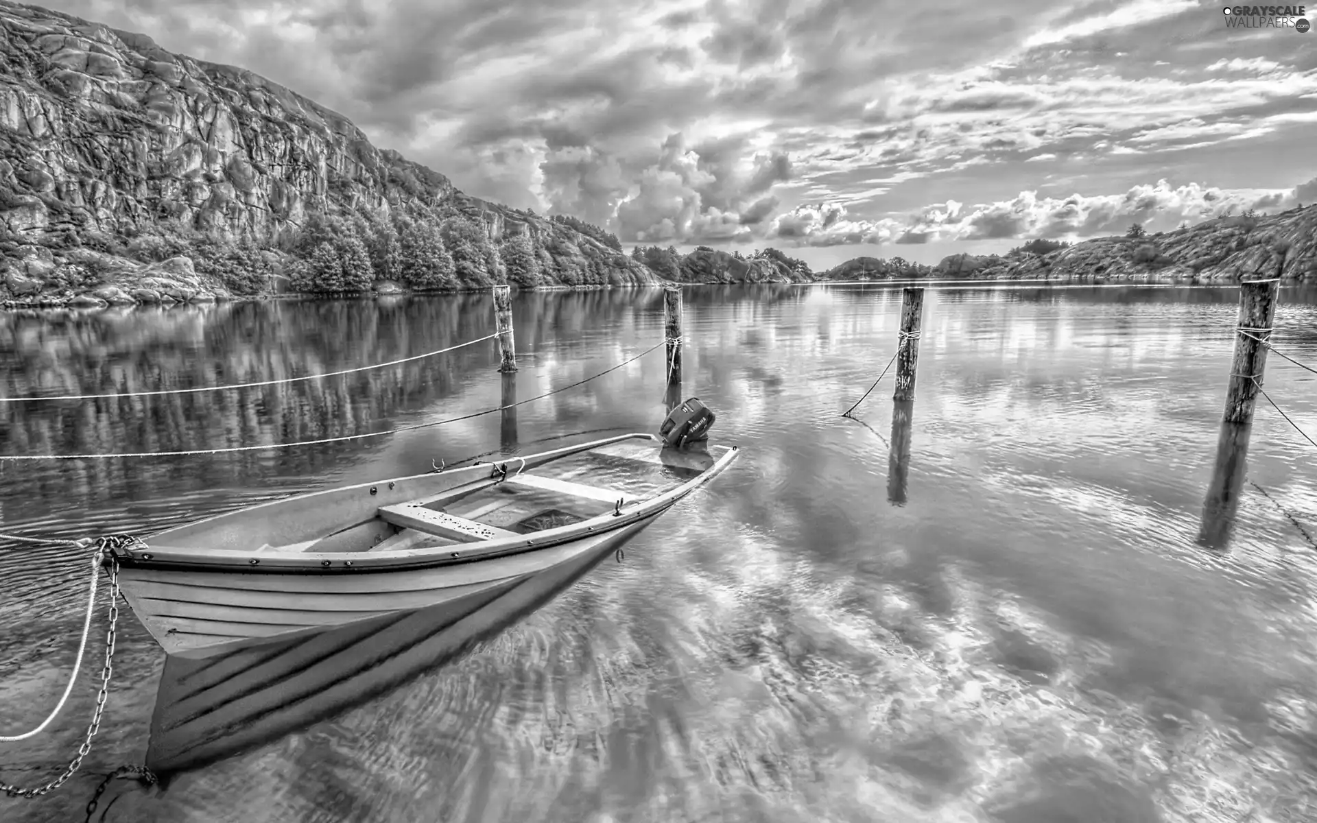 reflection, lake, Boat