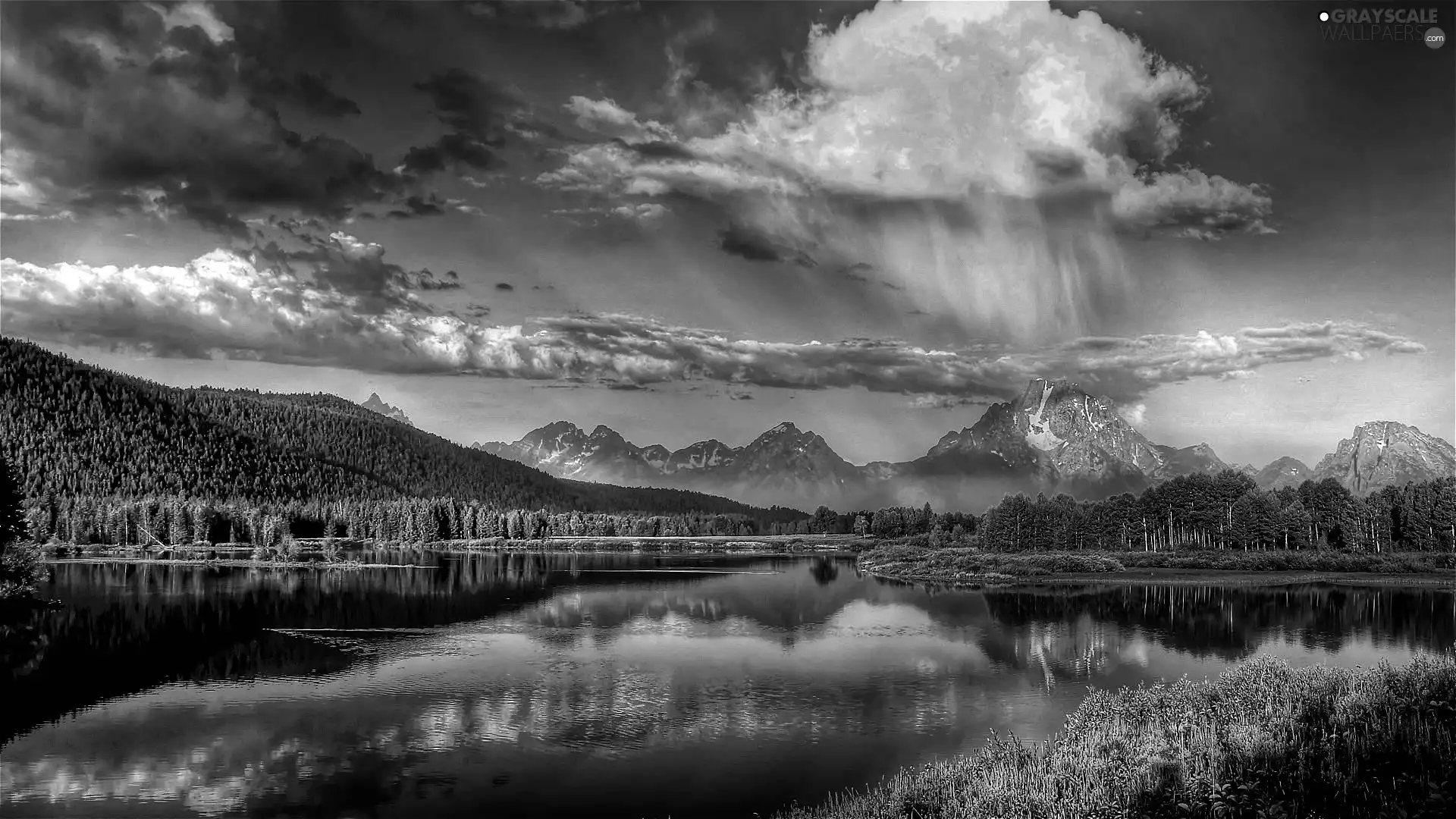 reflection, Mountains, lake