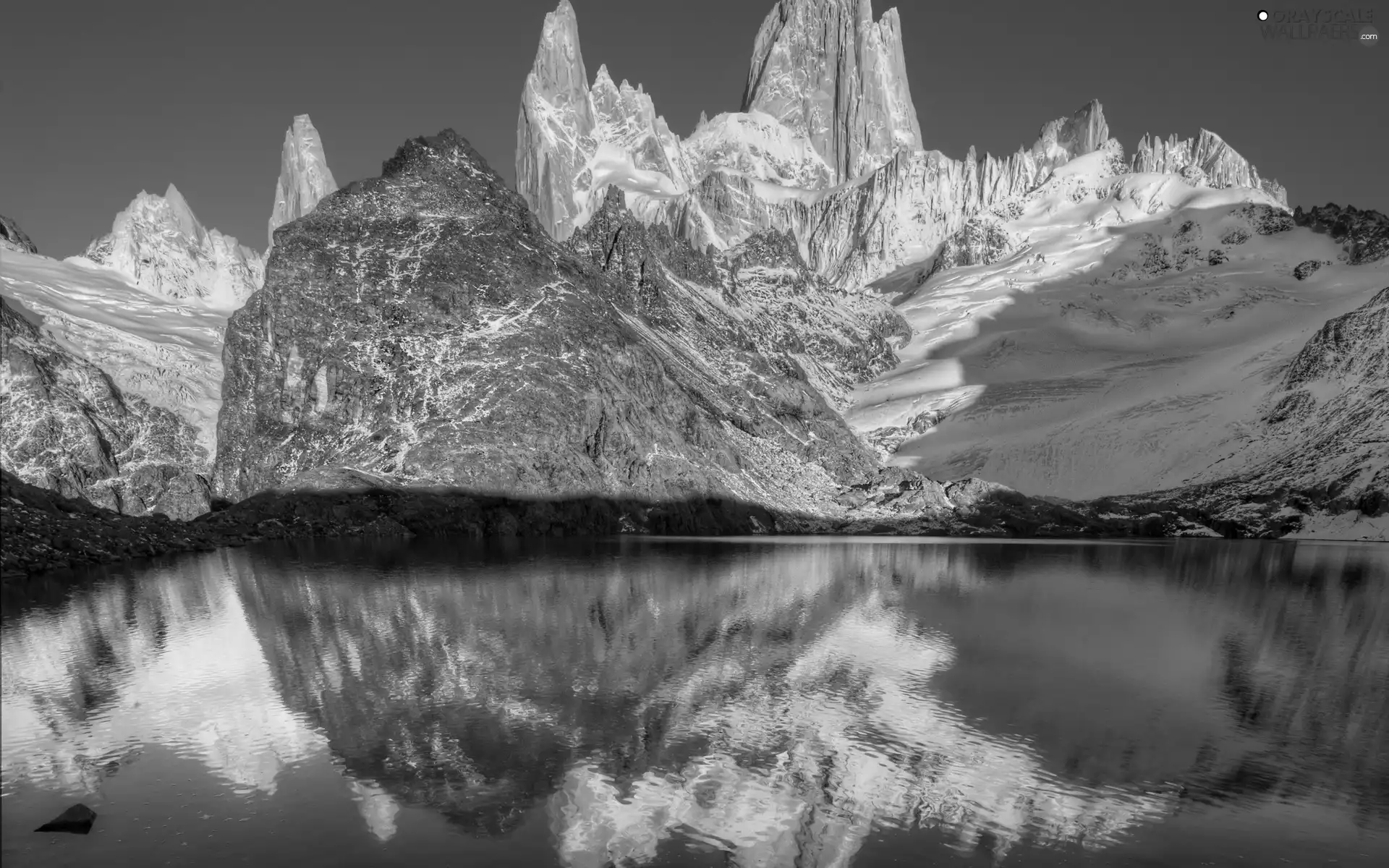 reflection, Mountains, lake