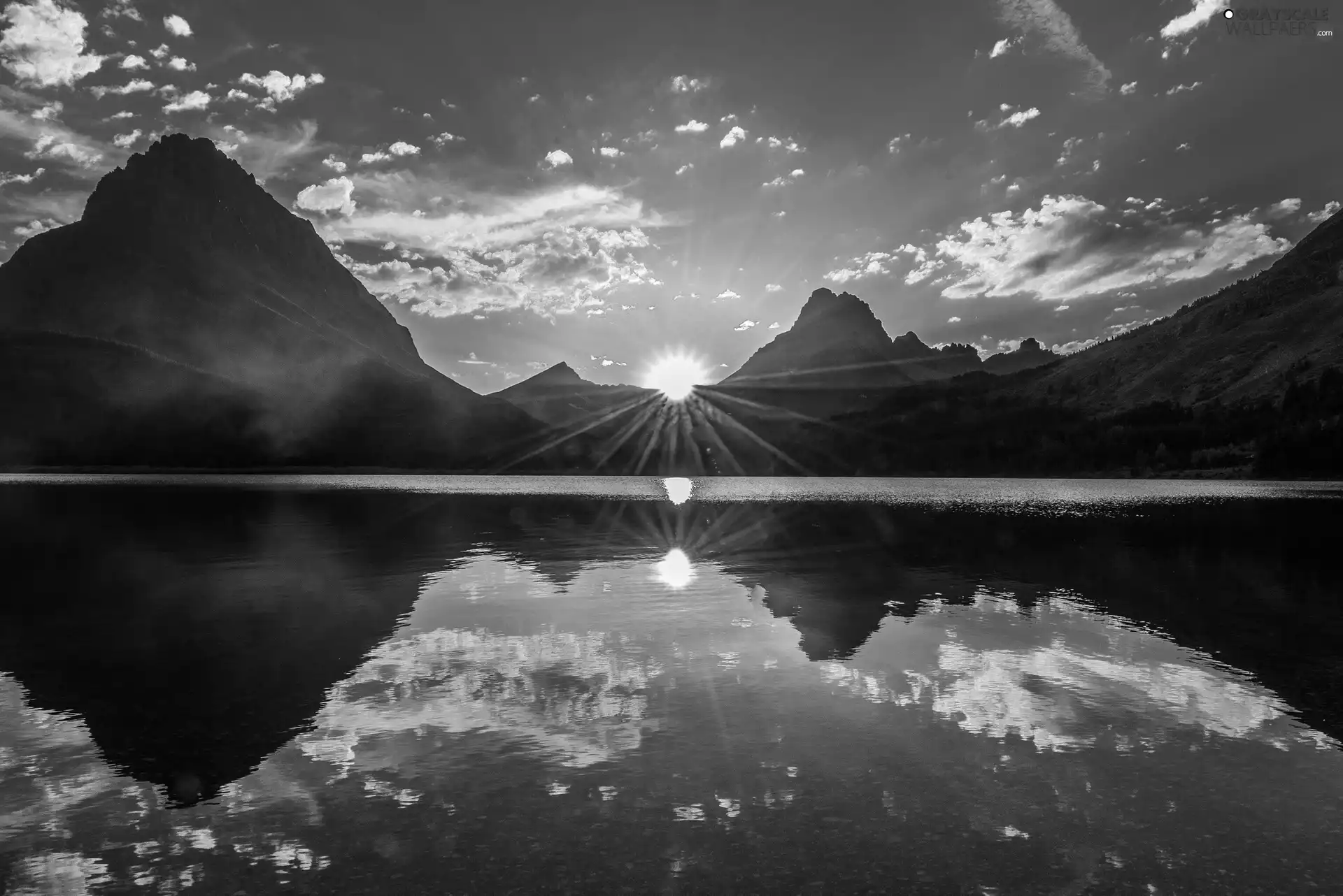 Mountains, Sunrise, reflection, lake